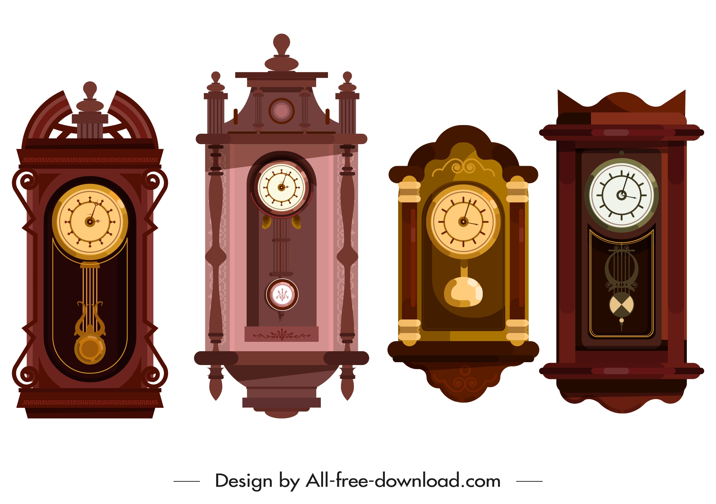 hanging clock icons colored elegant classical decor