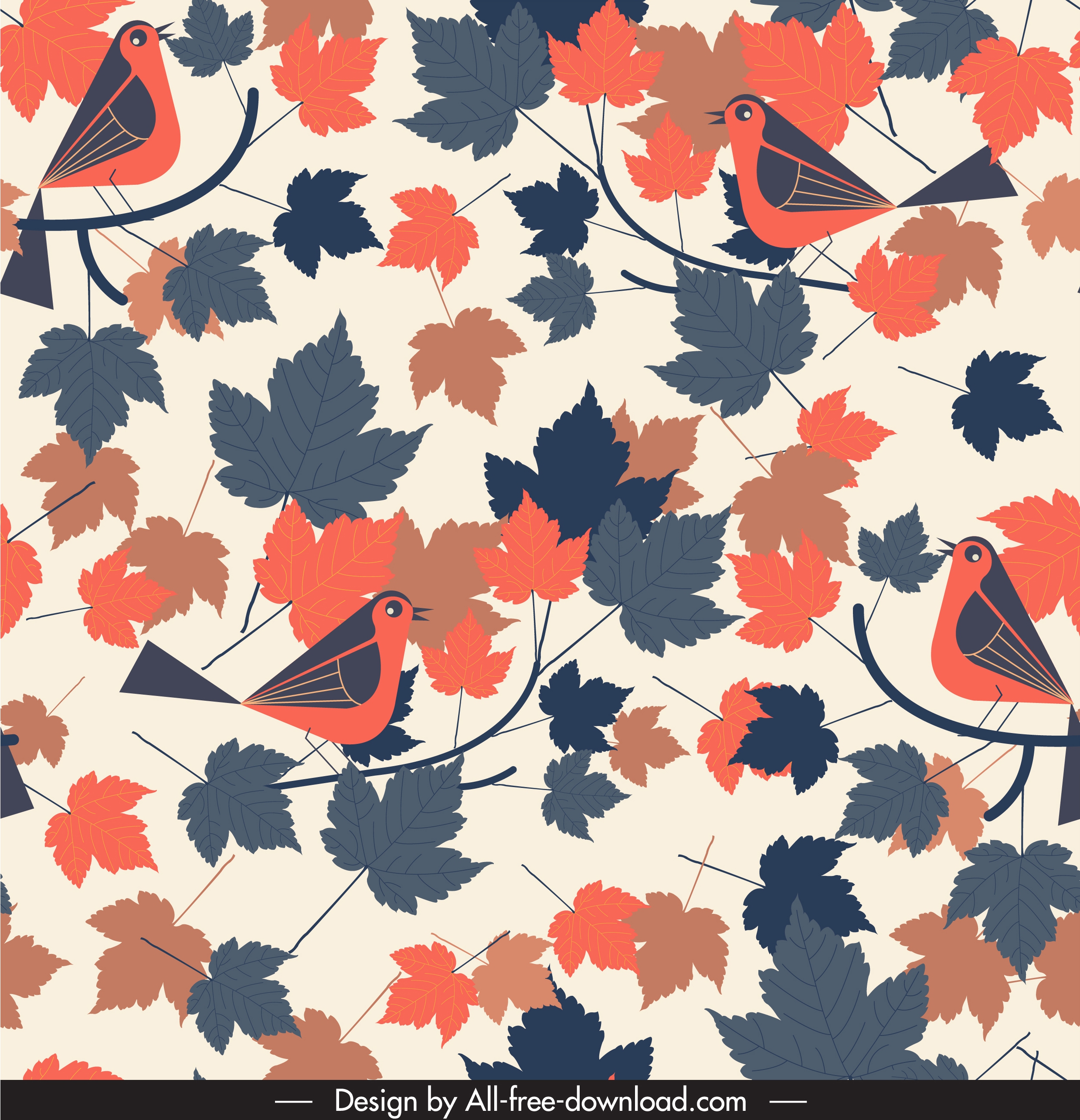 nature pattern template colorful classical birds leaves decor