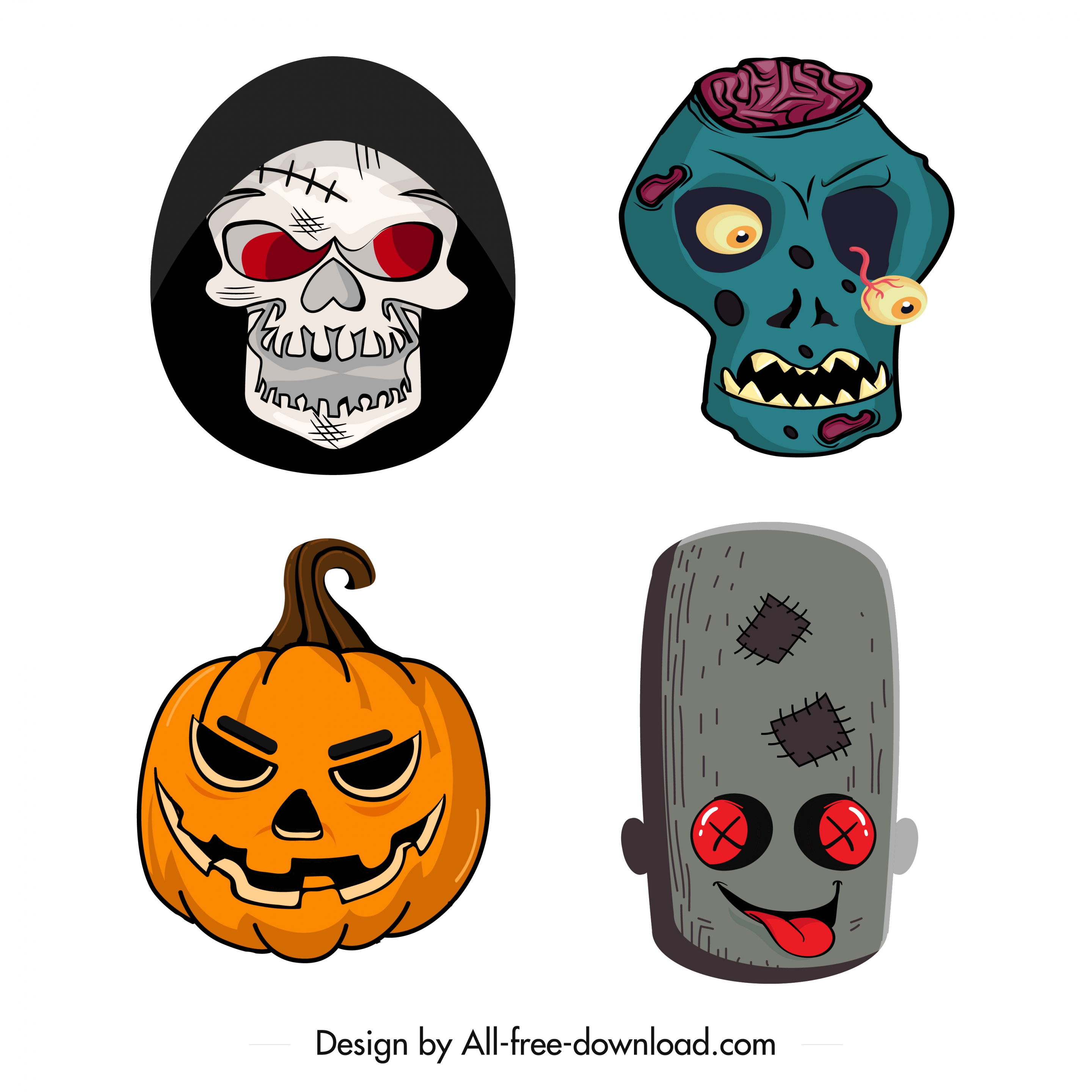 halloween masks templates horrible icons multicolored design