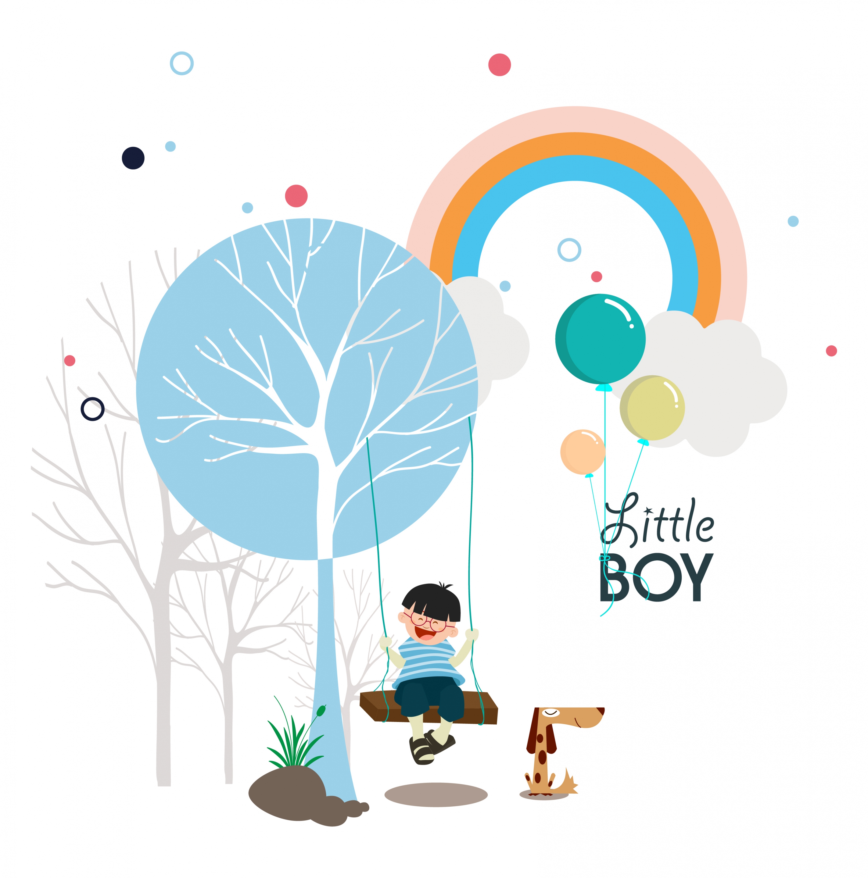 card background little boy icon colorful cartoon decoration