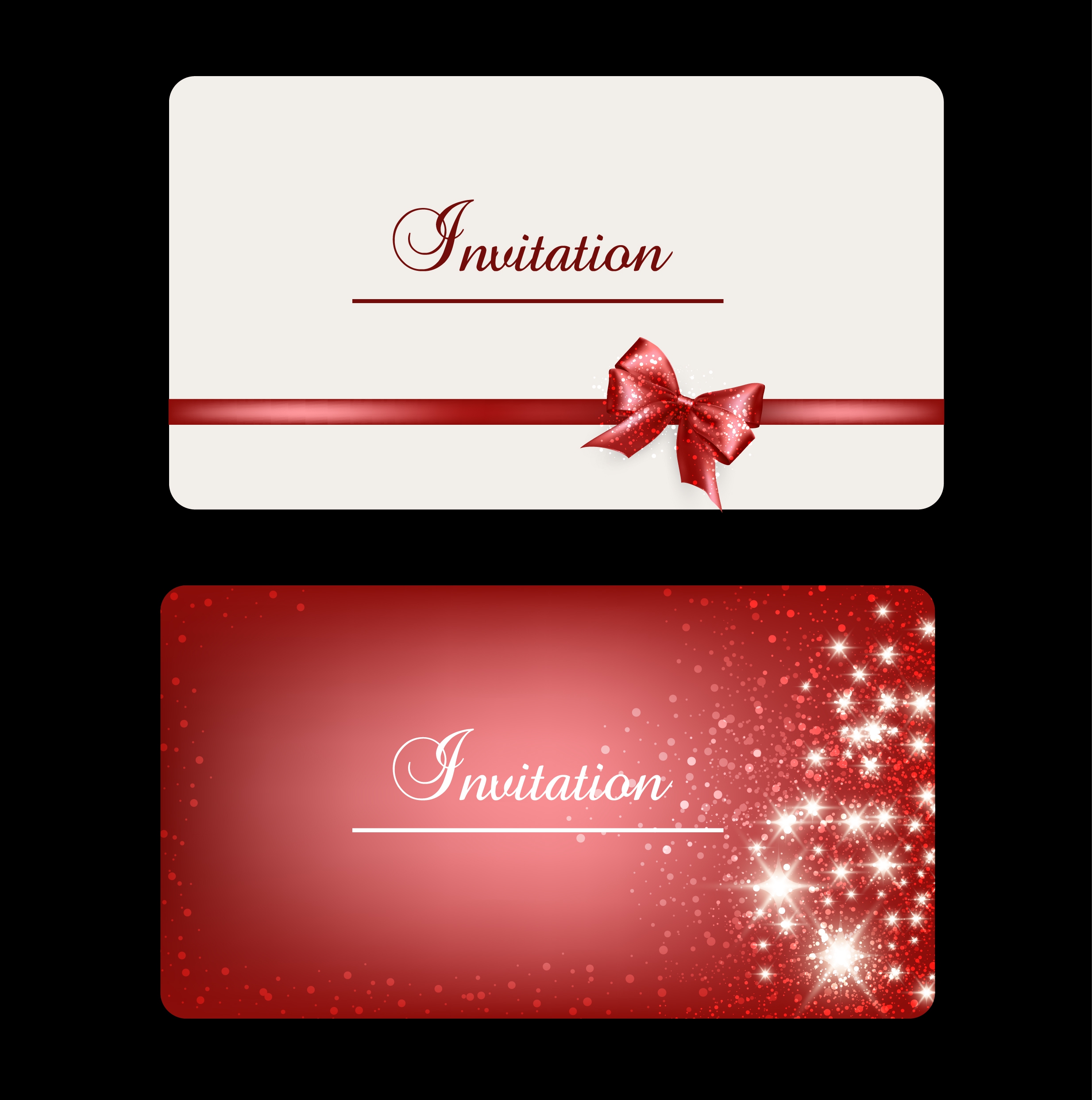 invitation card cover background ribbon sparkling stars ornament