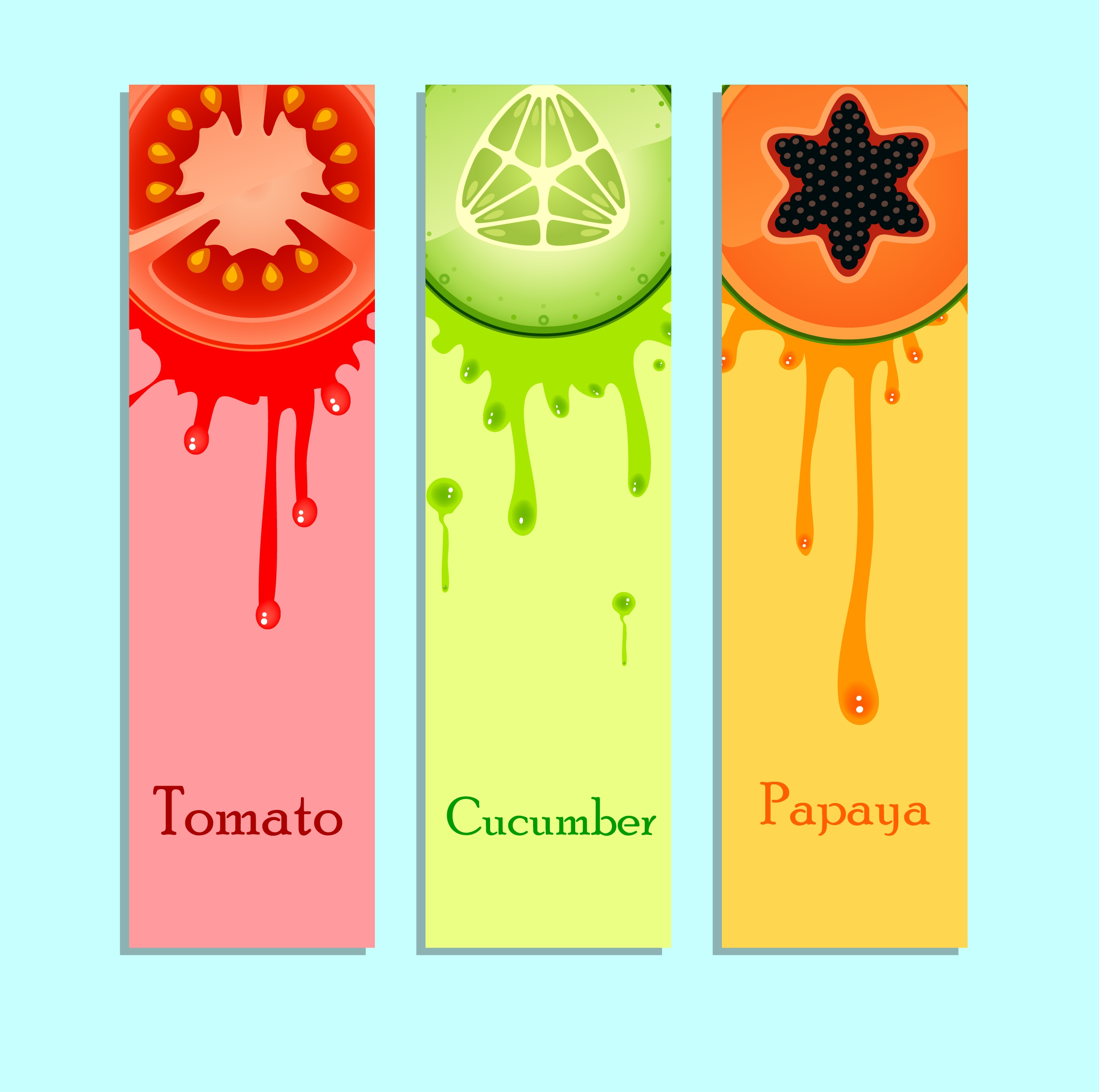 fruit juice promotion labels colorful grunge ornament