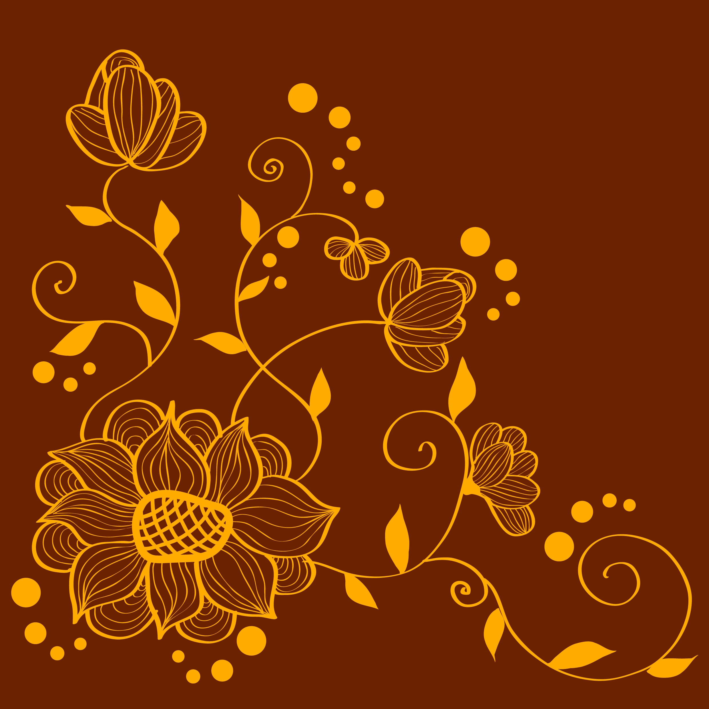 floral background design classical yellow curves sketch