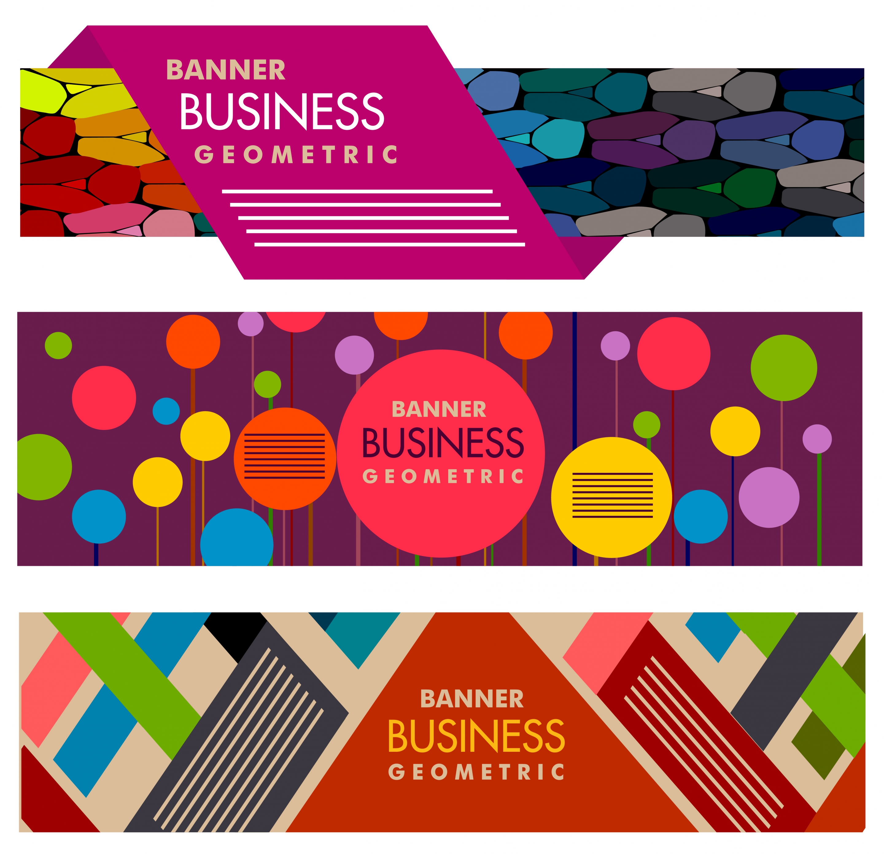 business banners set colorful abstract design