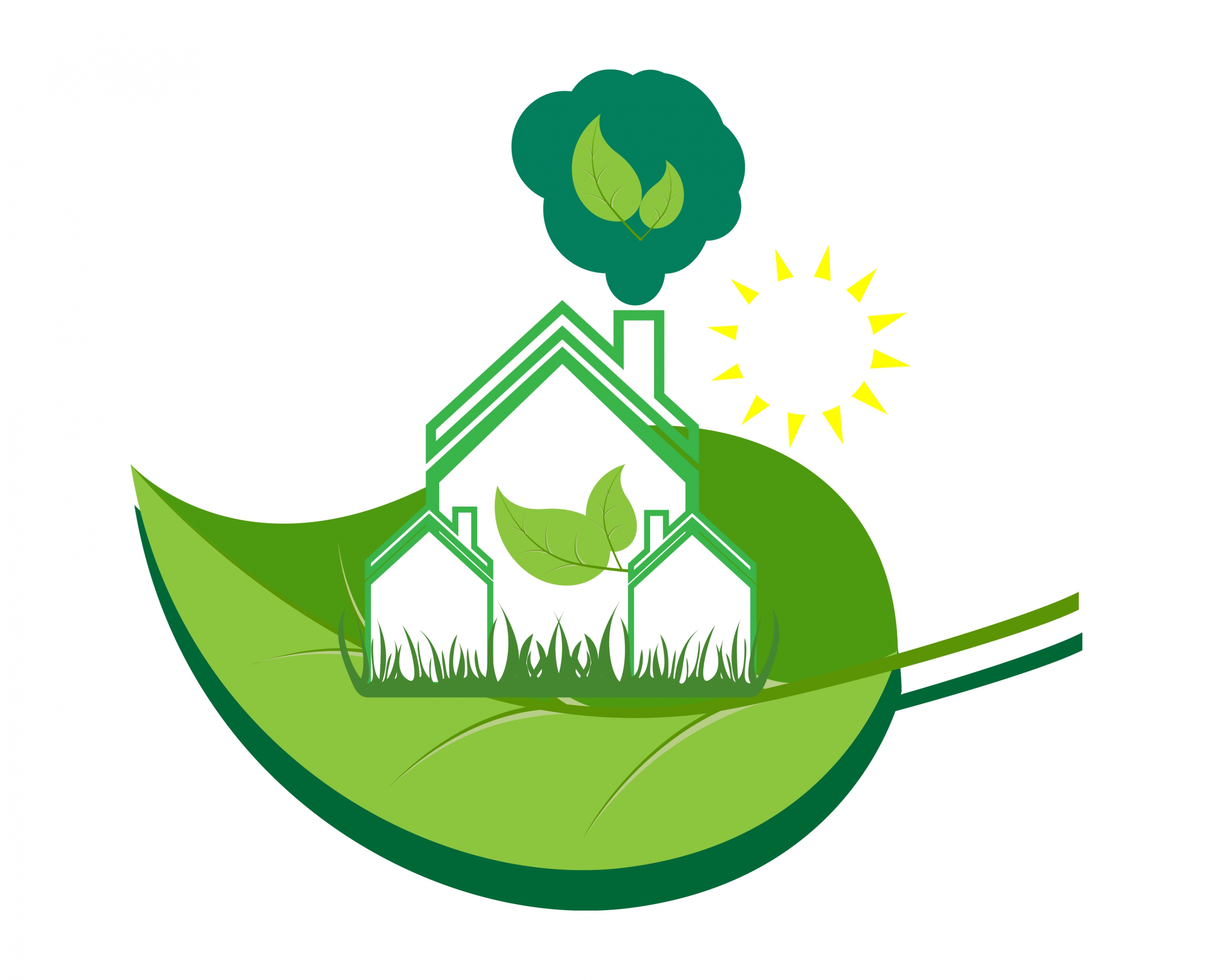 eco home banner green leaf and white house