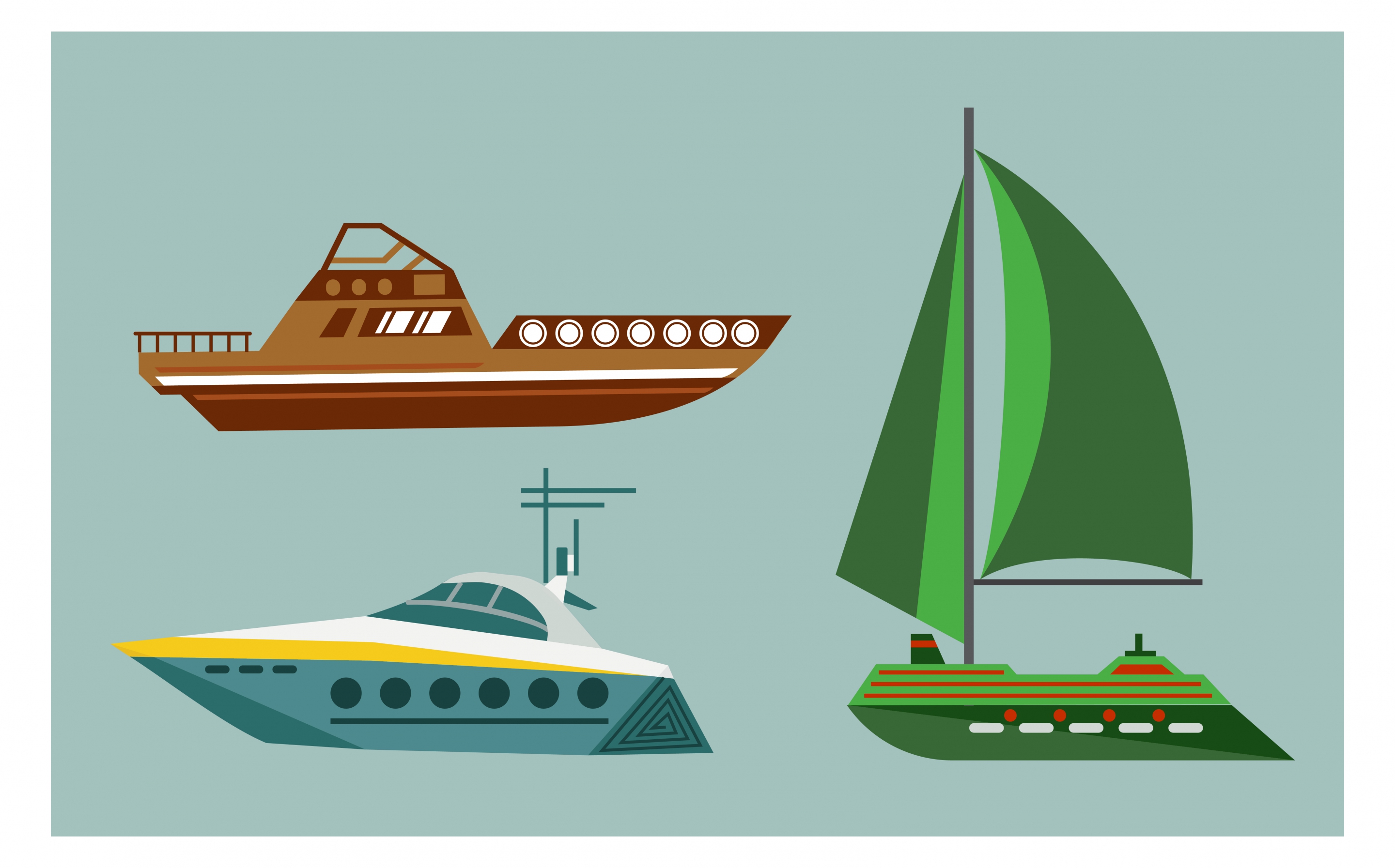 boats design collection various types isolation in colors