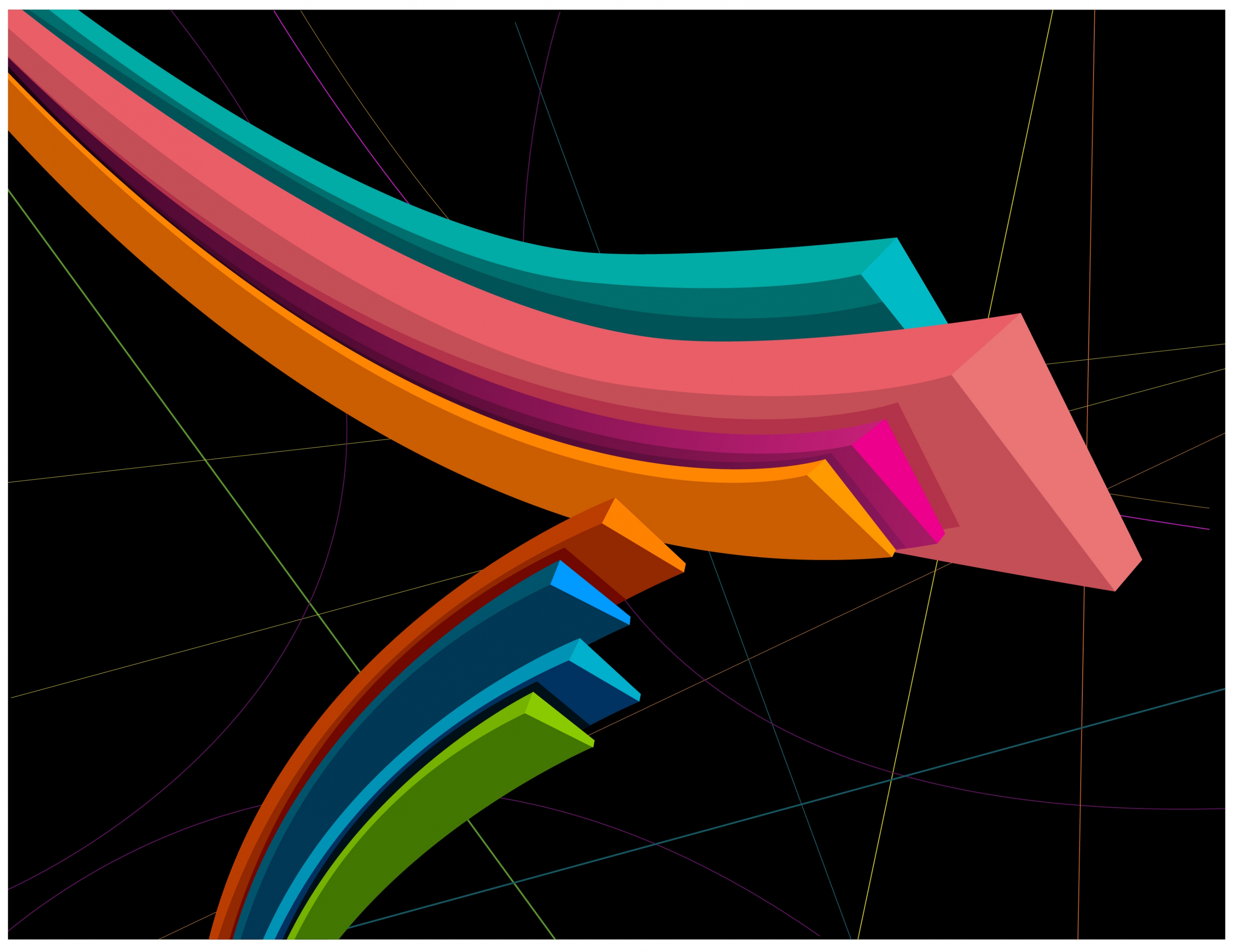 3d design vector colored lines in dark background