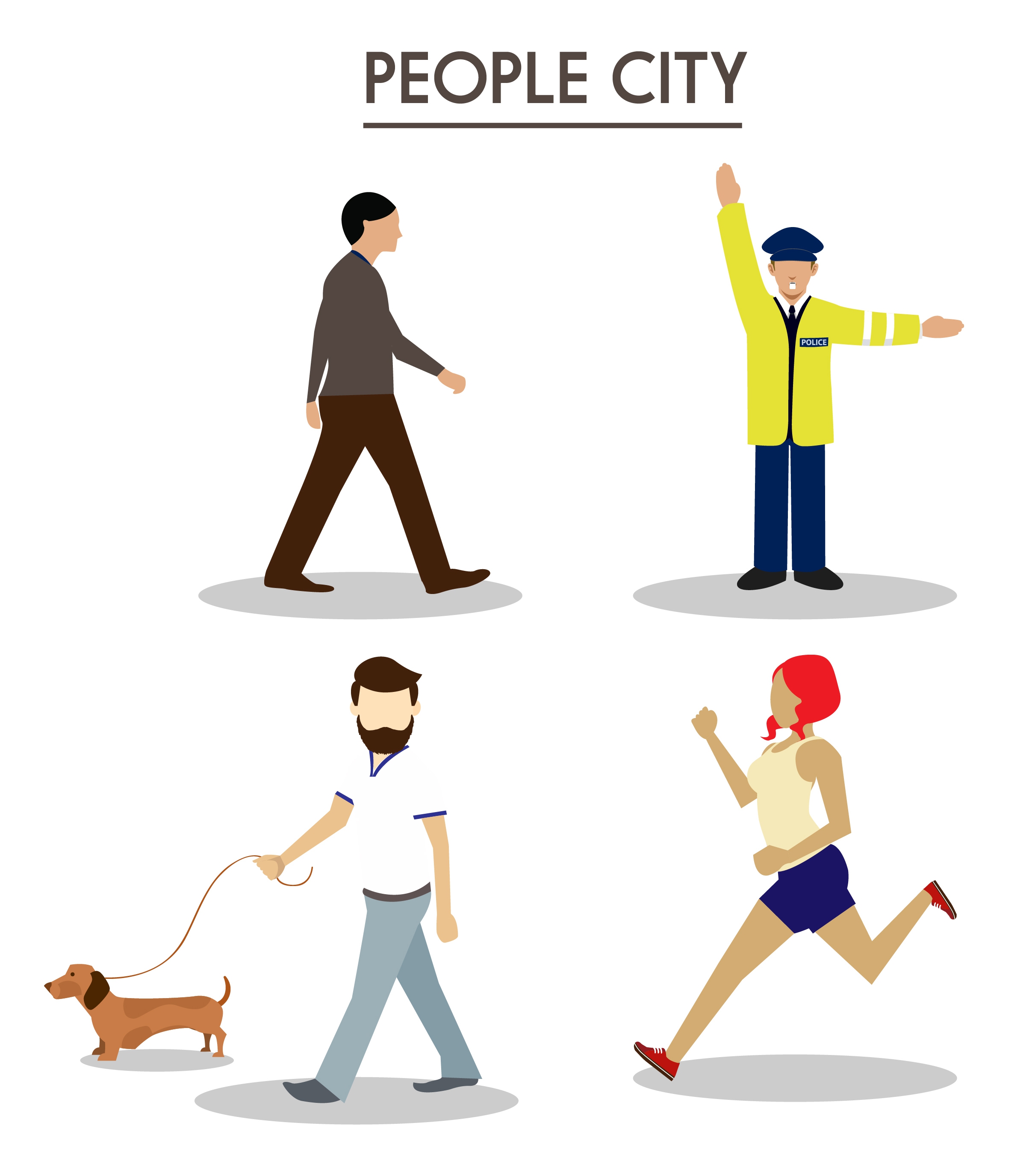 urban people icons design various types in color