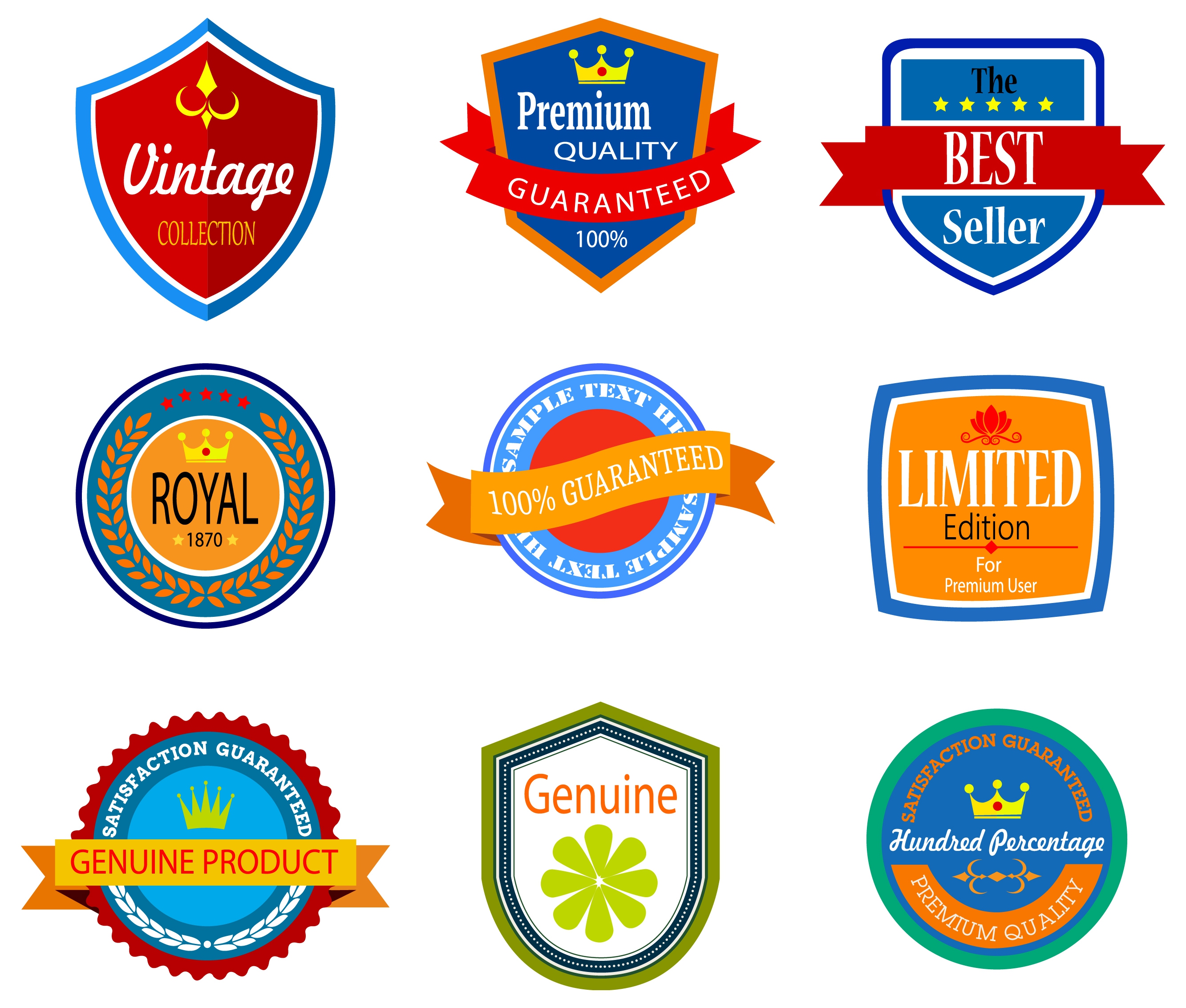 sales promotion badges with retro design style