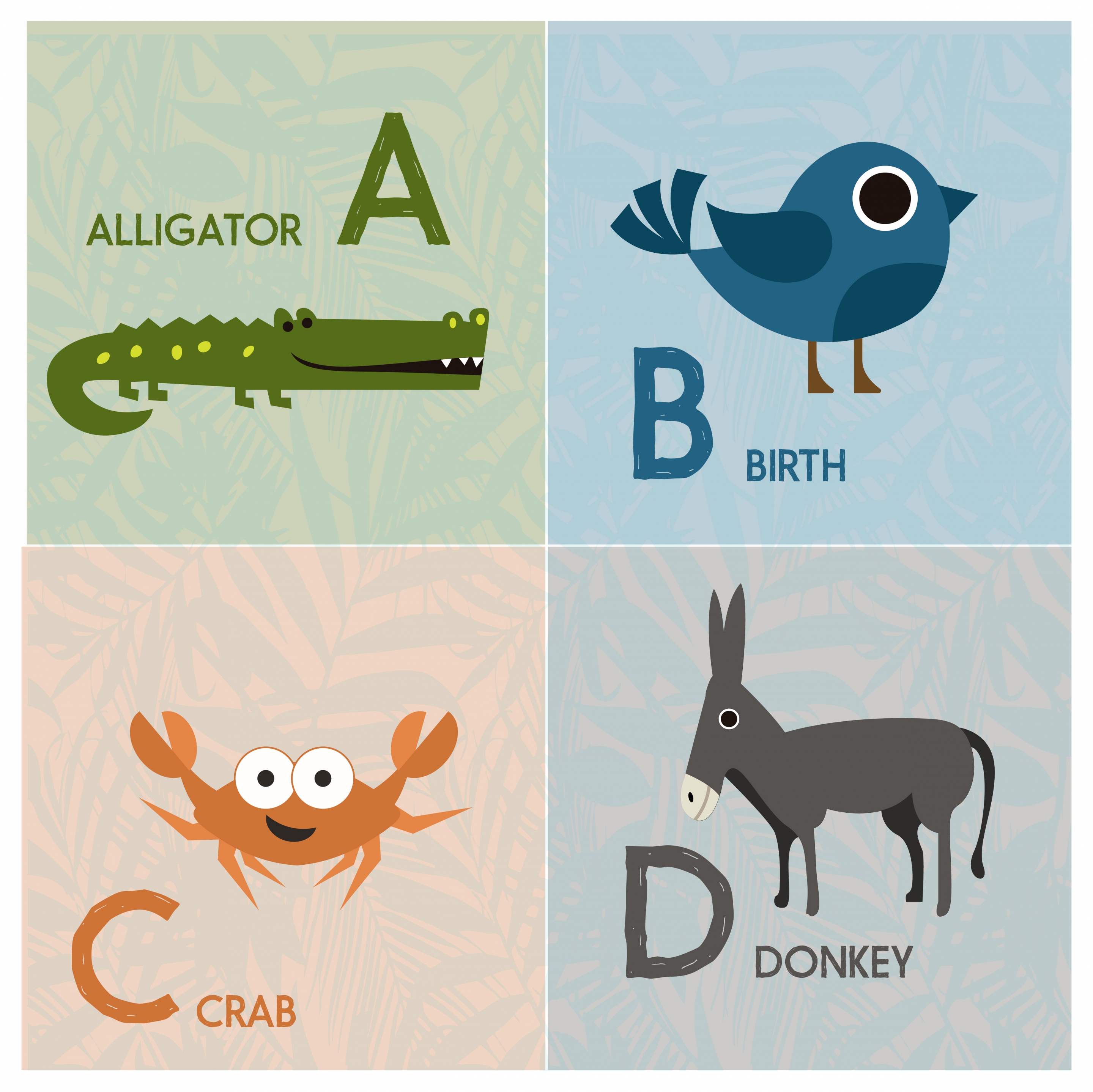 alphabet sets design with color cute animals