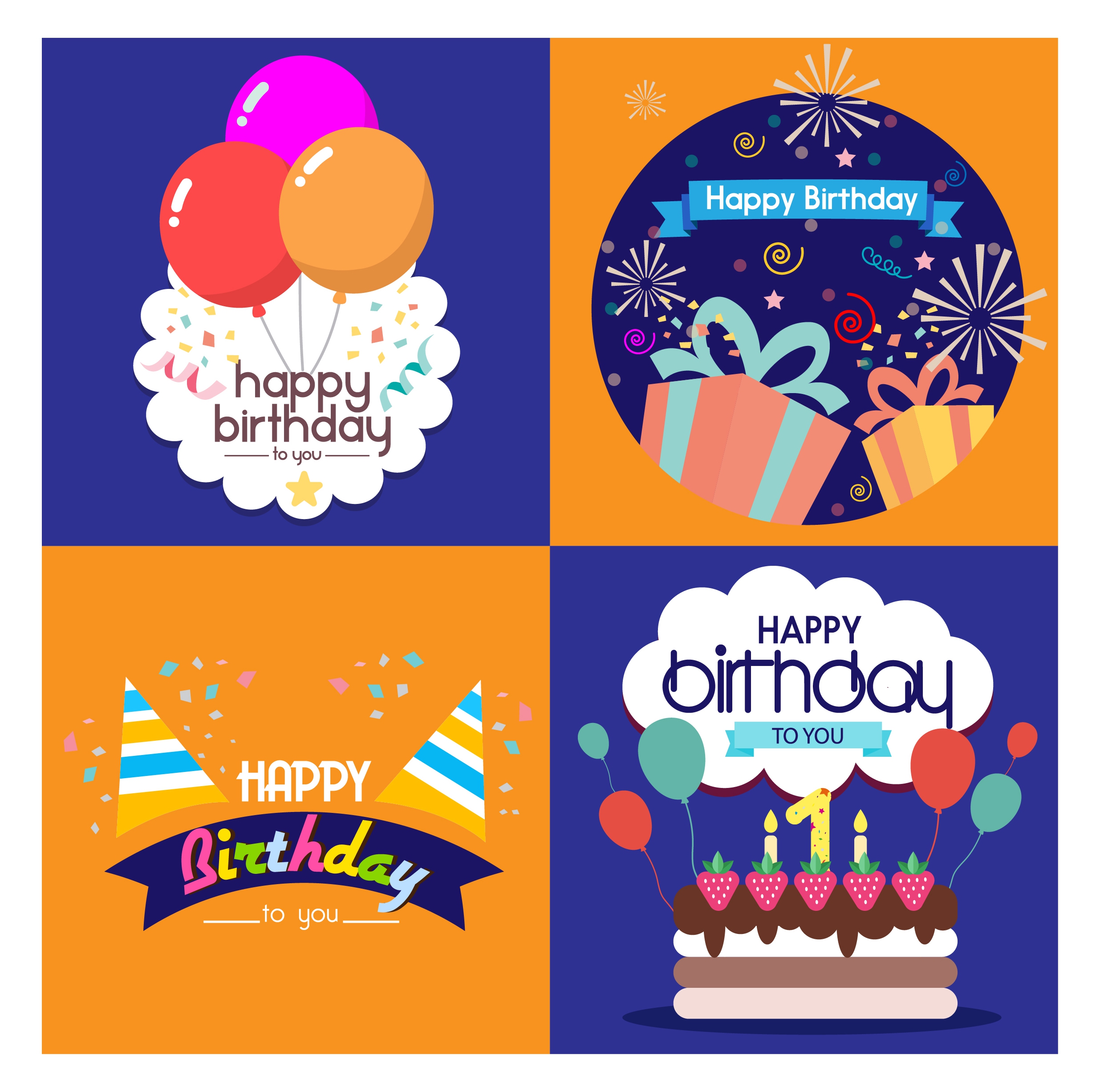 birthday card templates isolated with various styles