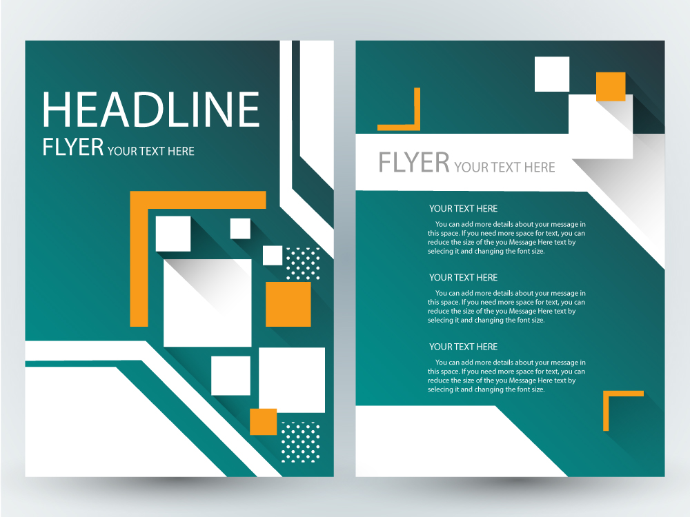 flyer design with geometric dark green background