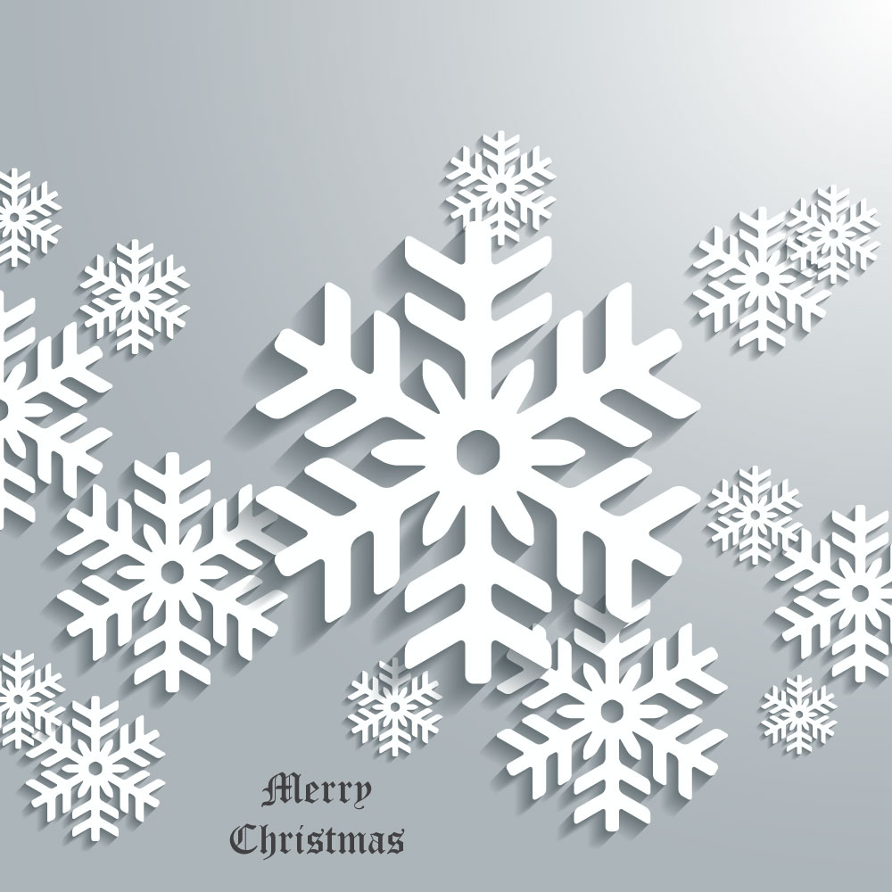 christmas banner with white flakes on grey background