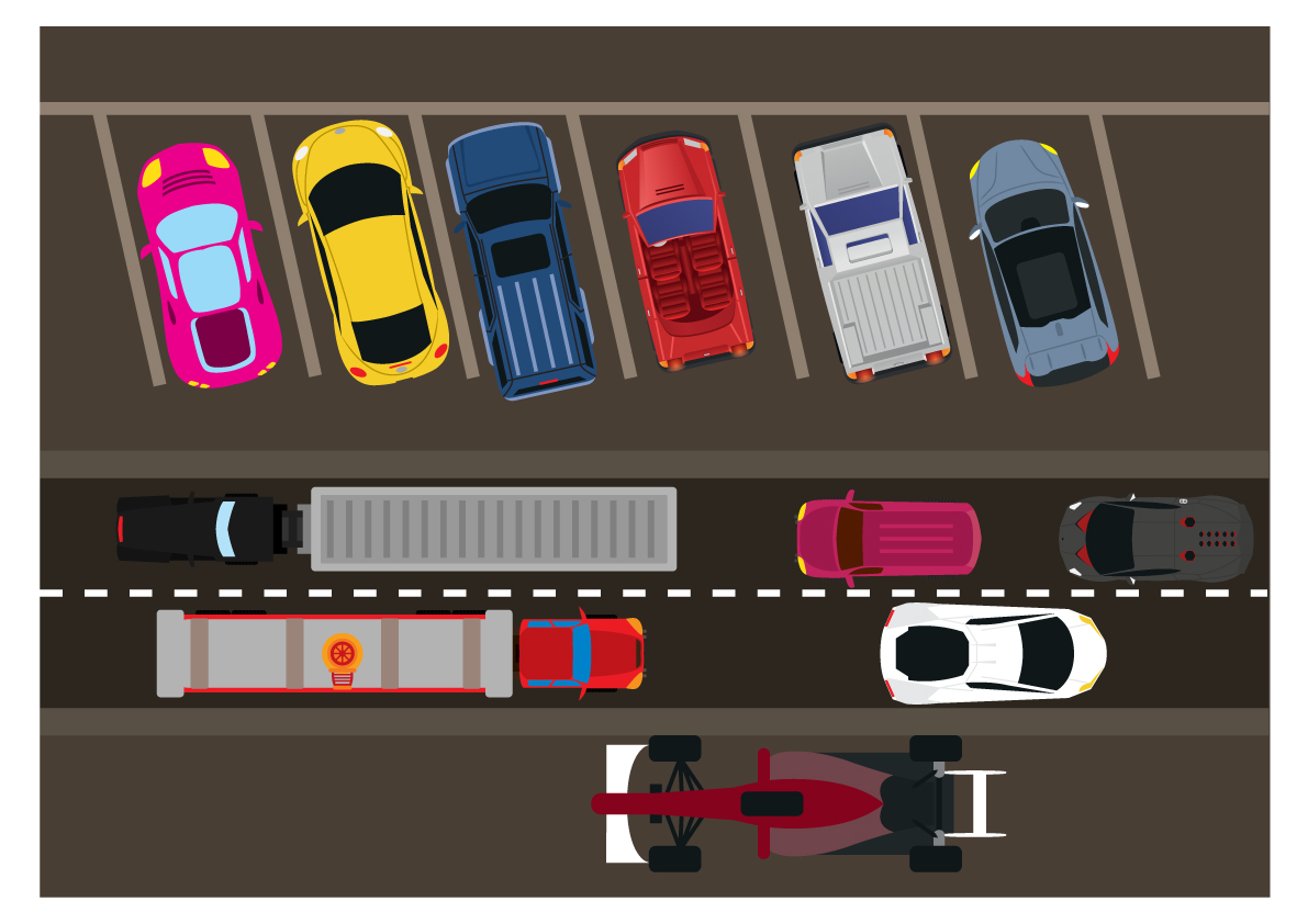 car and traffic vector illustration from height