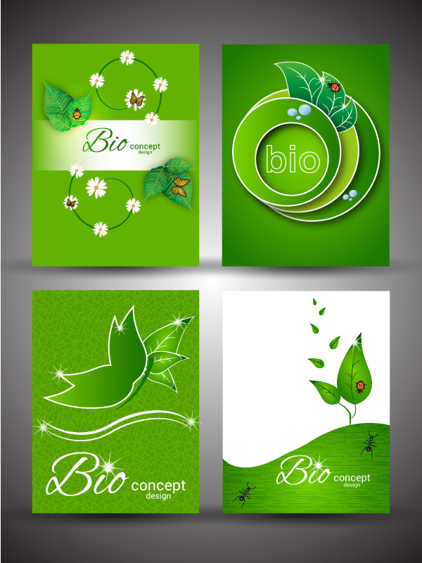 bio concept design sets with green color background