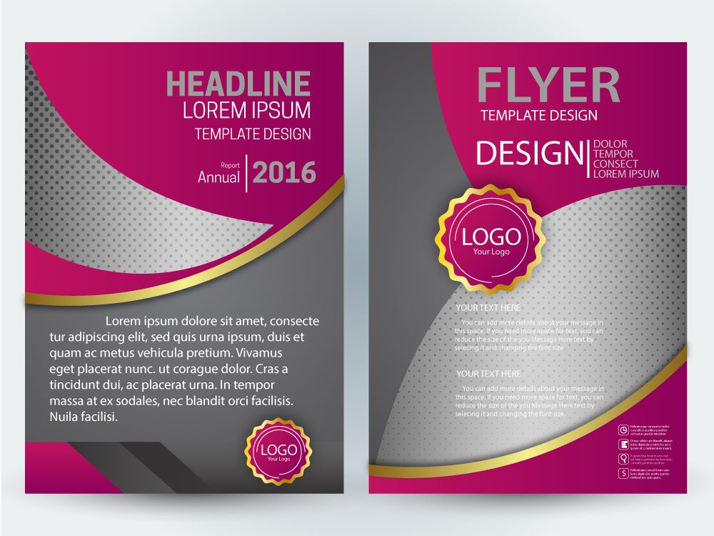 flyer illustration with curves and dark pink design