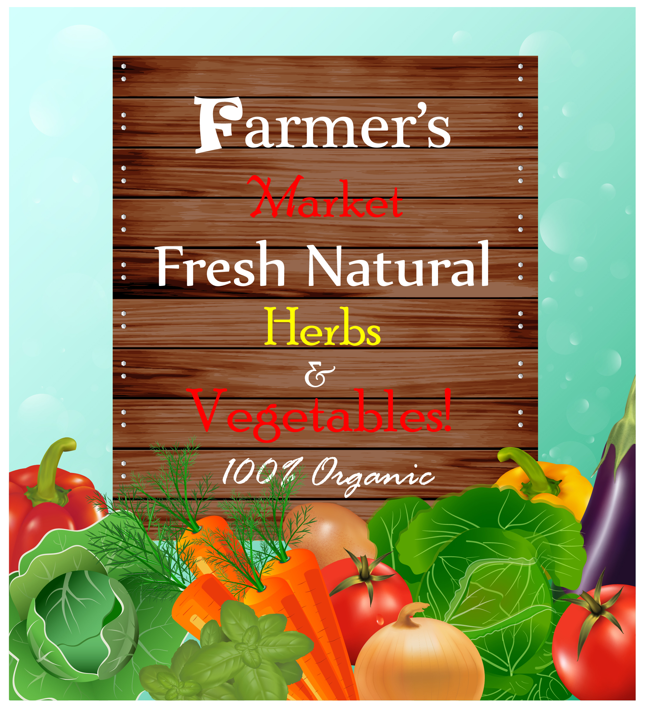 fresh vegetables promotion banner illustration with realistic style