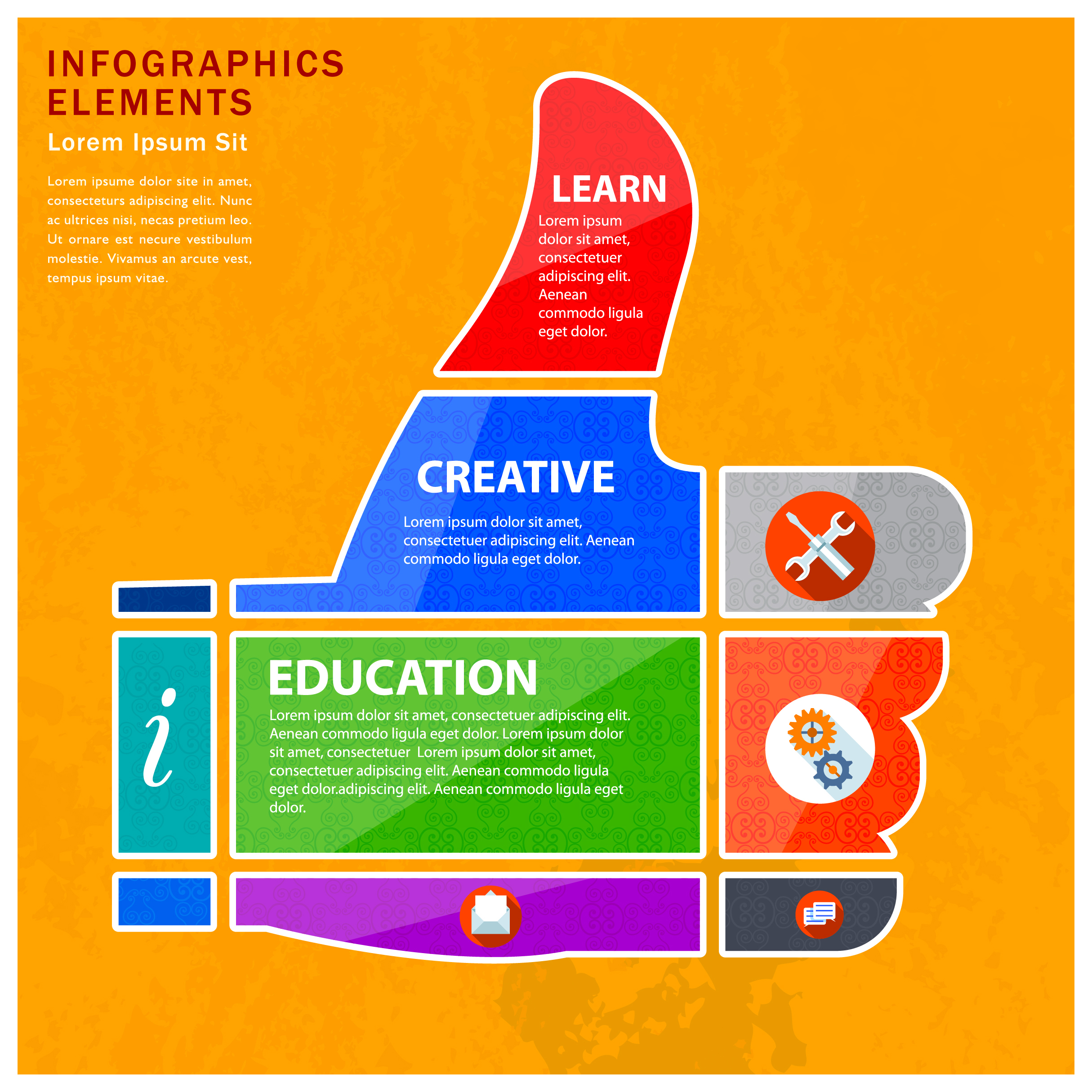 infographic vector illustration with thump up hand