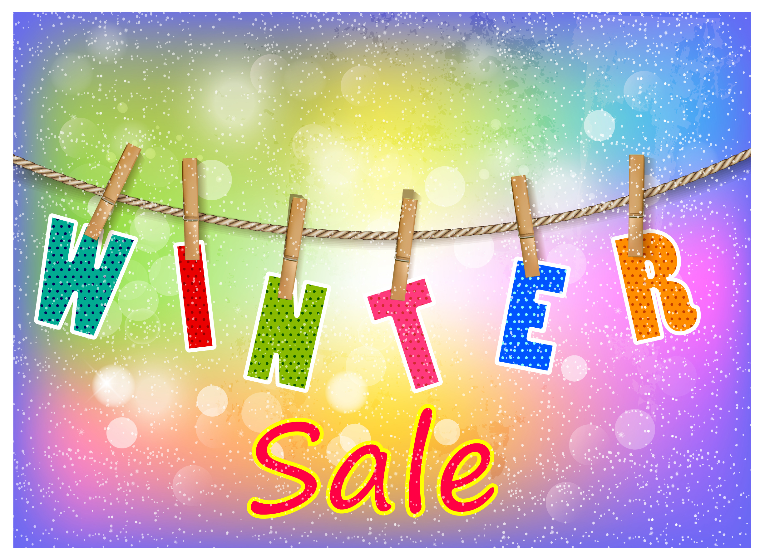 winter sale letter hanged on rope