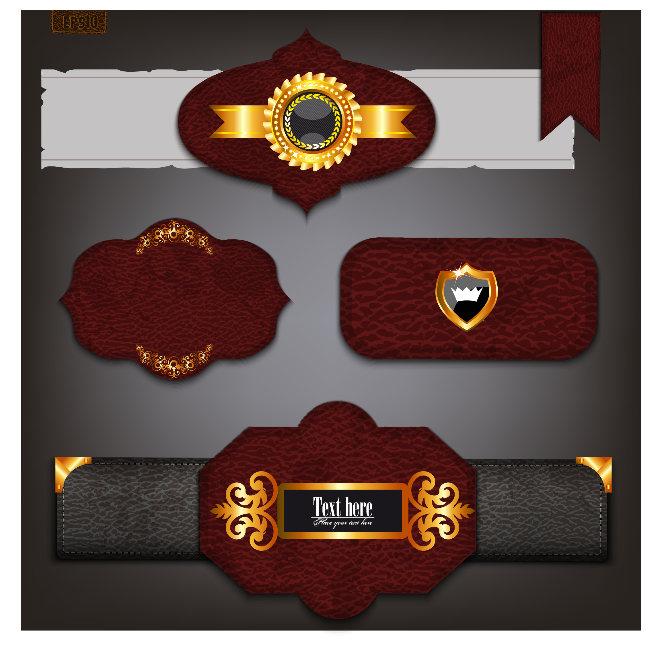 leather banner and ribbon set