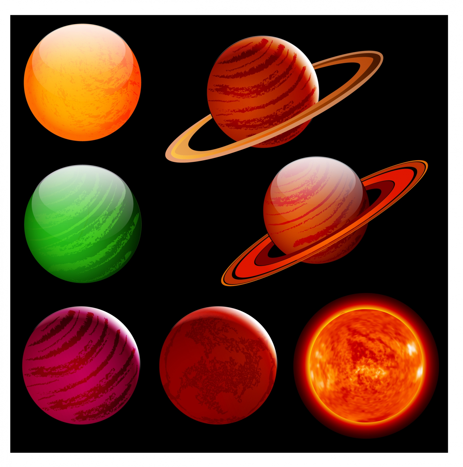 colorful planets