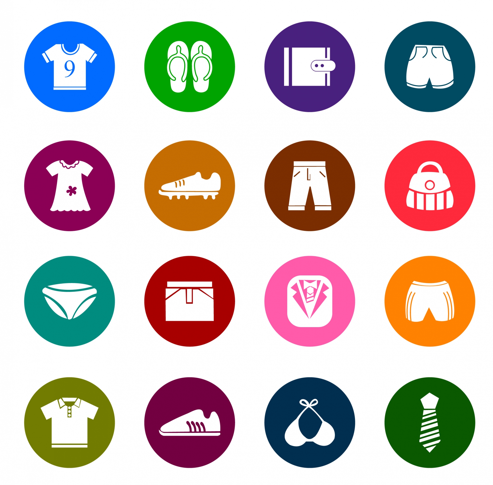 Clothing and Accessories Color Icons