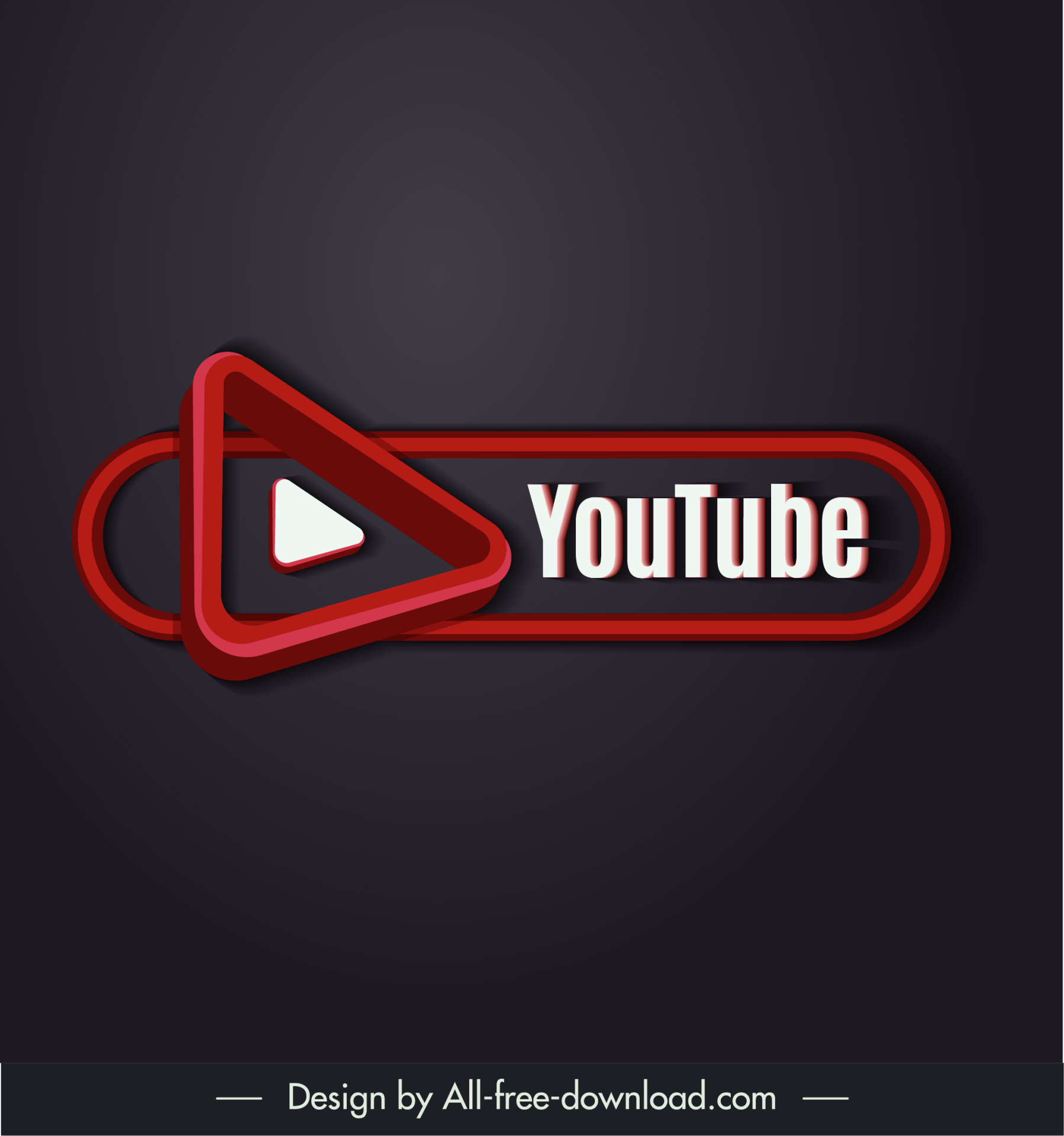 youtube logo template 3d modern triangle rounded horizontal shape sketch