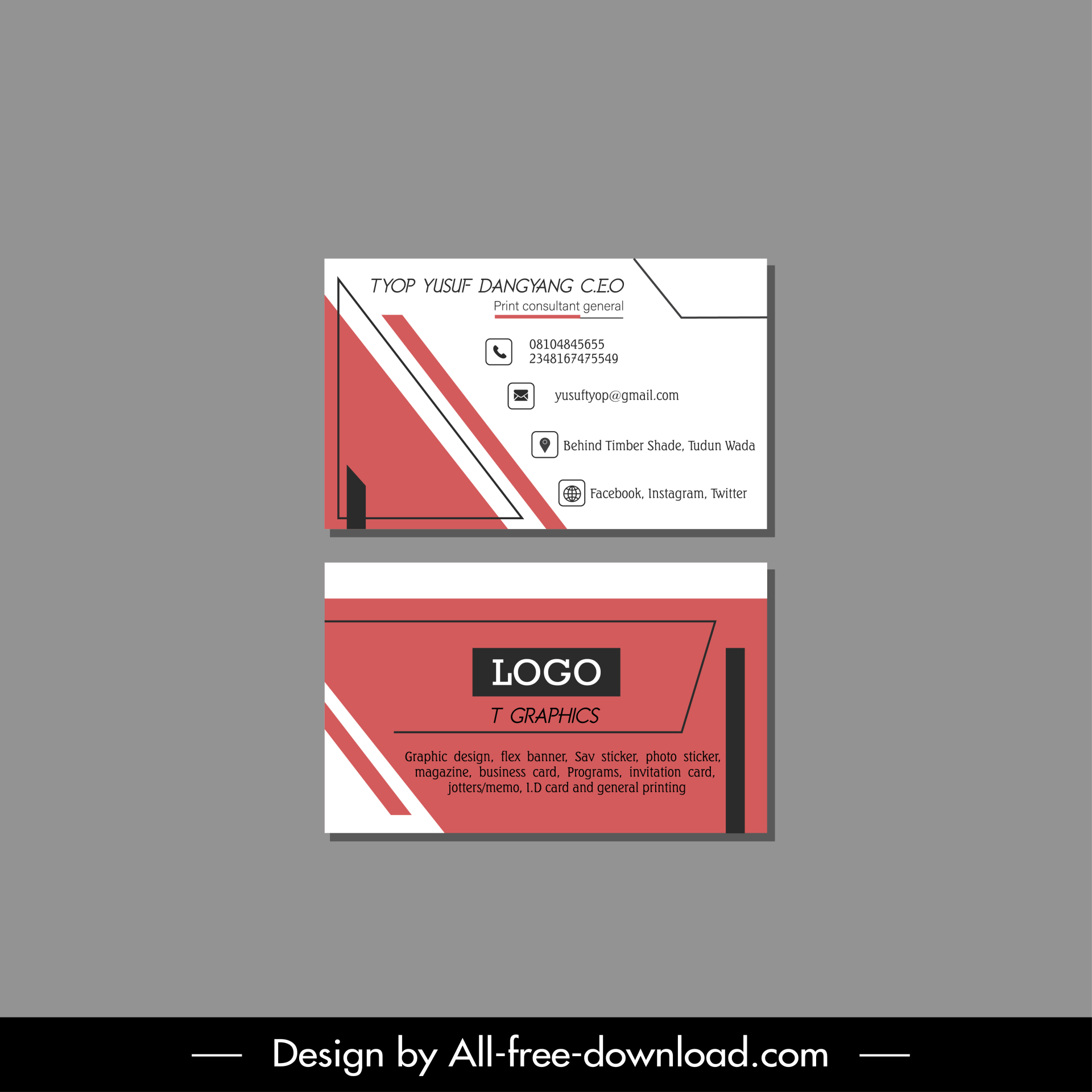 business card office equipment template elegant flat geometrical decor