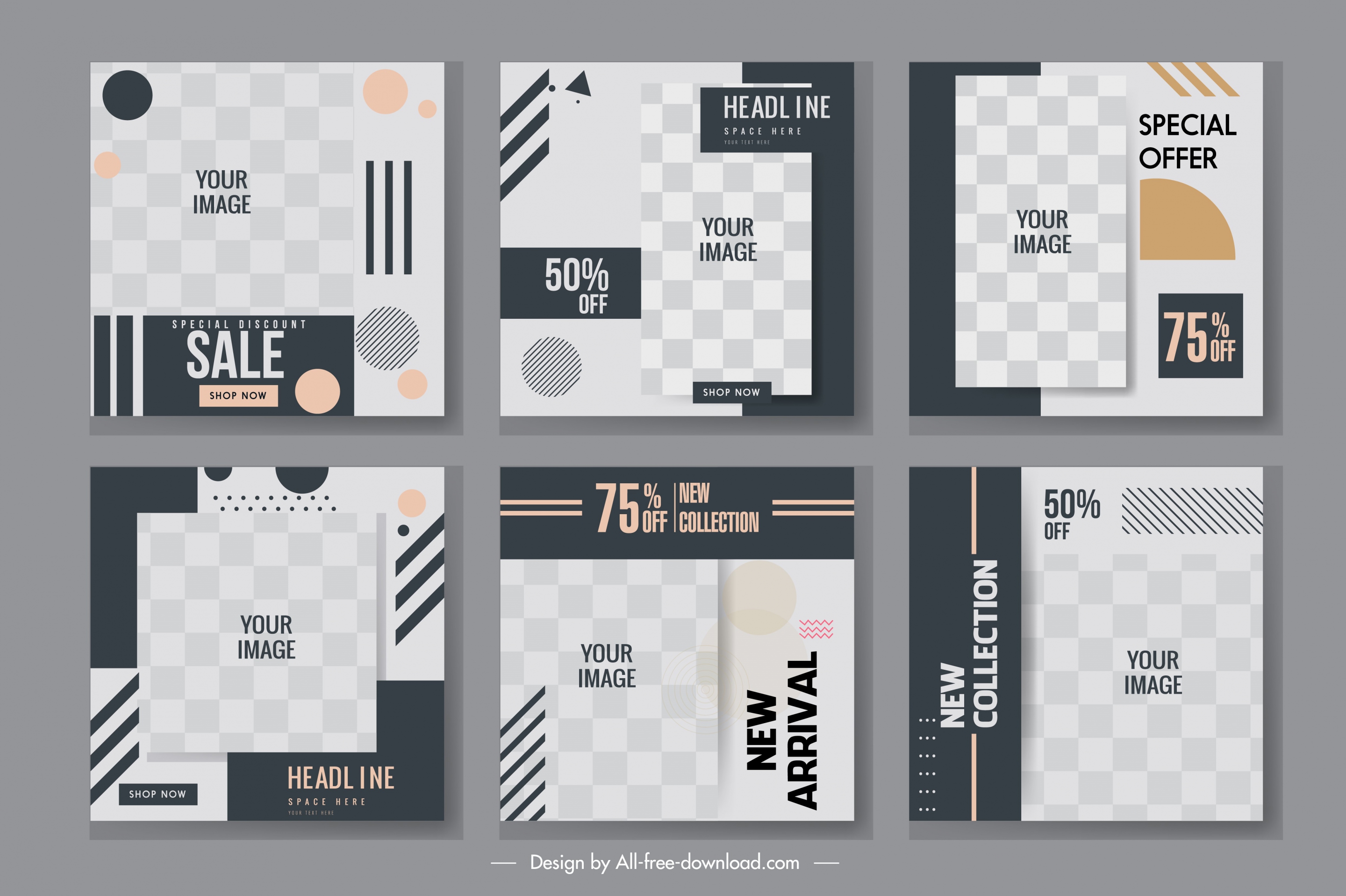 sale leaflet templates elegant contrast checkered decor