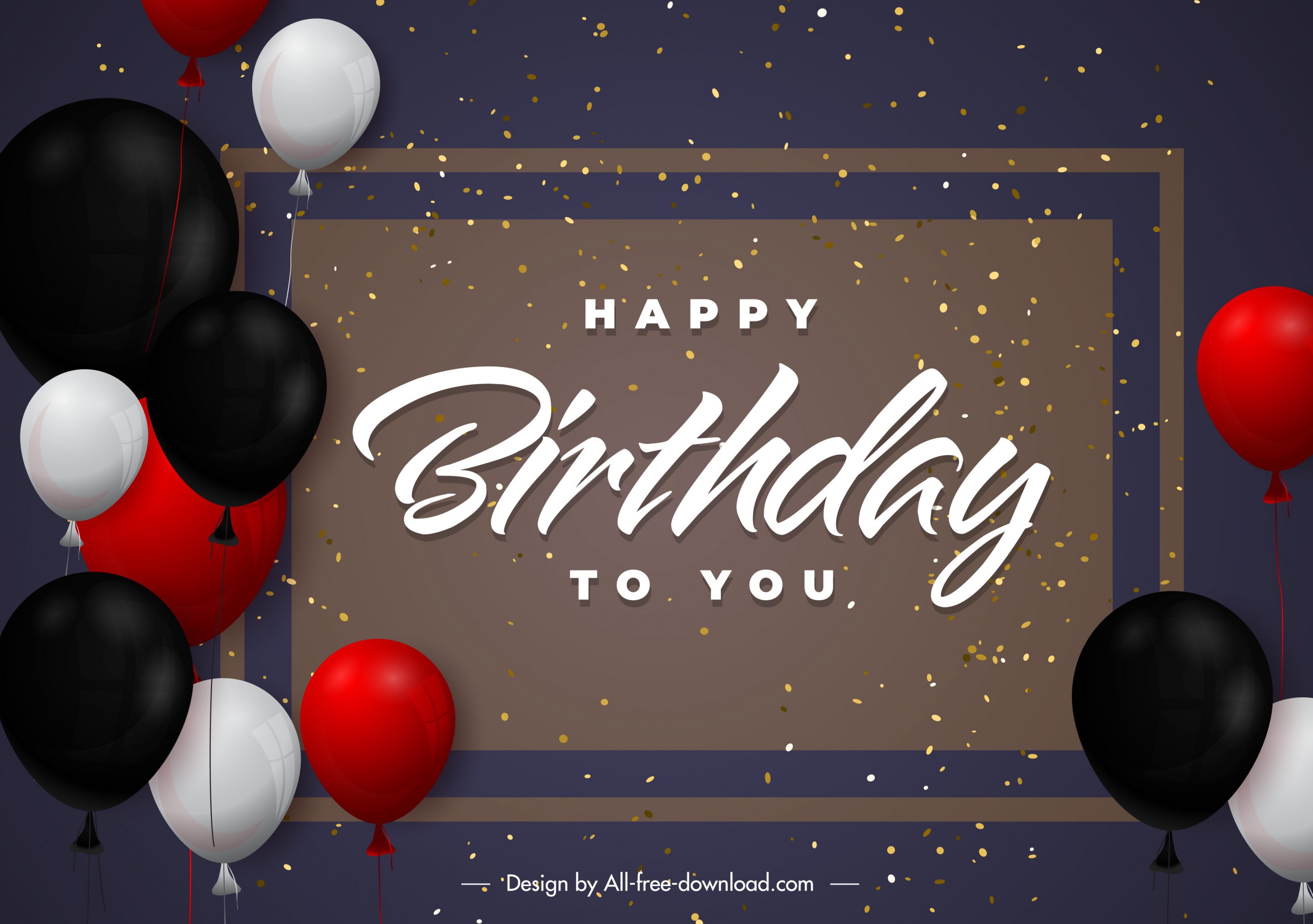 birthday poster template elegant colorful balloons confetti decor