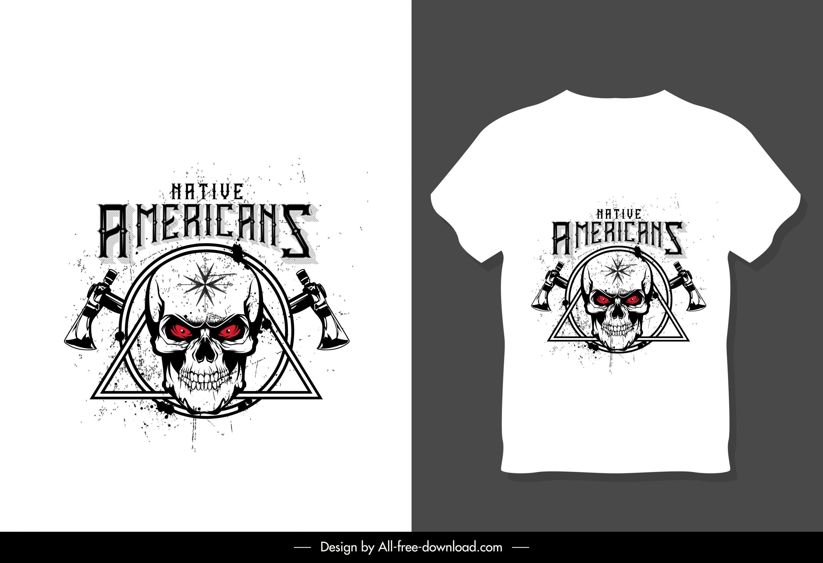 t shirt template white symmetric design skull decor