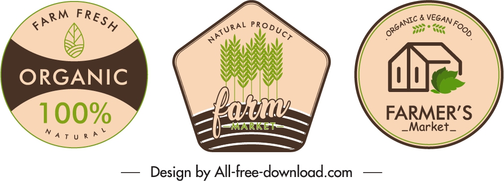 farm product badge template flat classical handdrawn decor