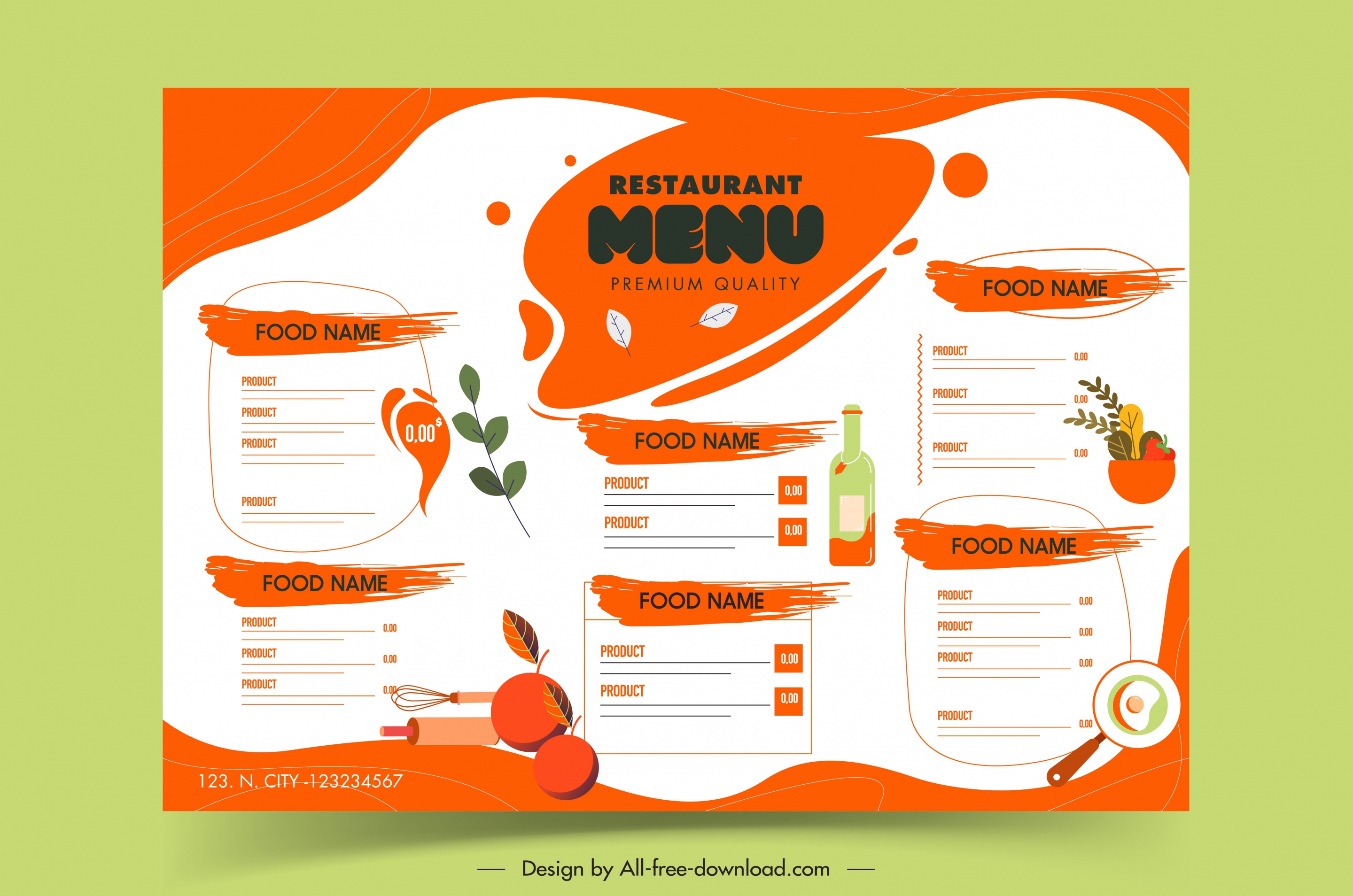 restaurant menu template colored flat grunge decor