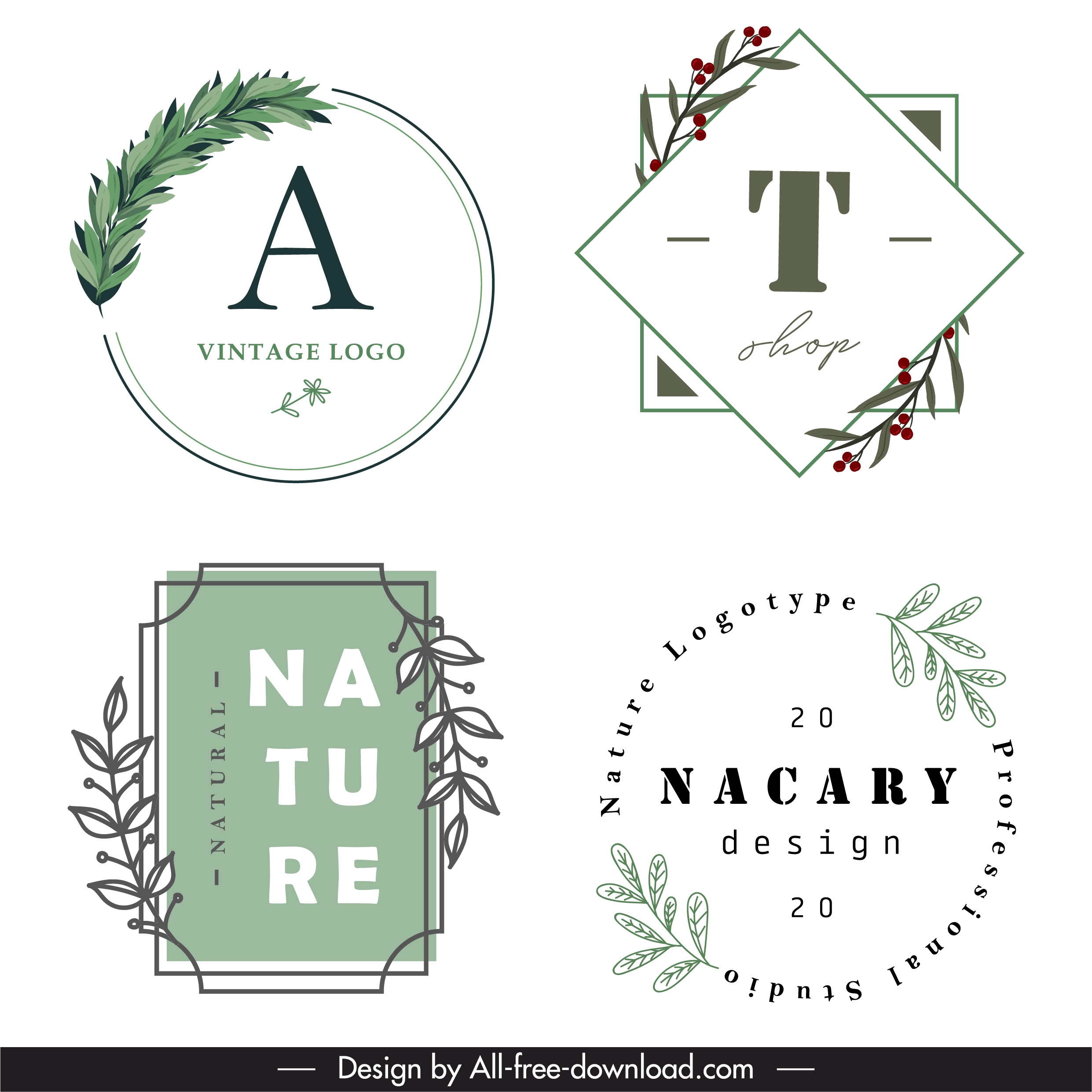 logo templates elegant classical plant decor