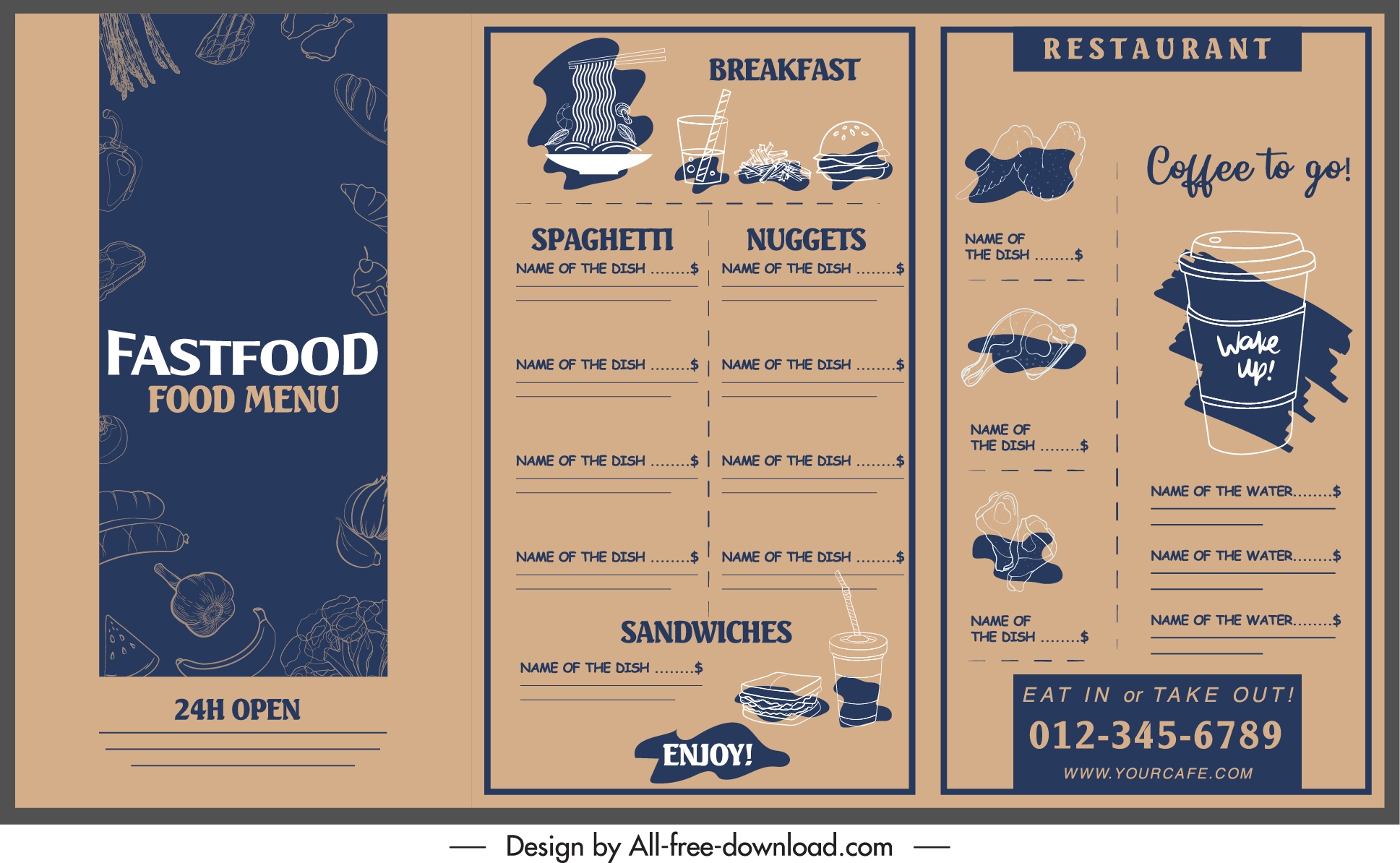 fast food menu template dark classic design