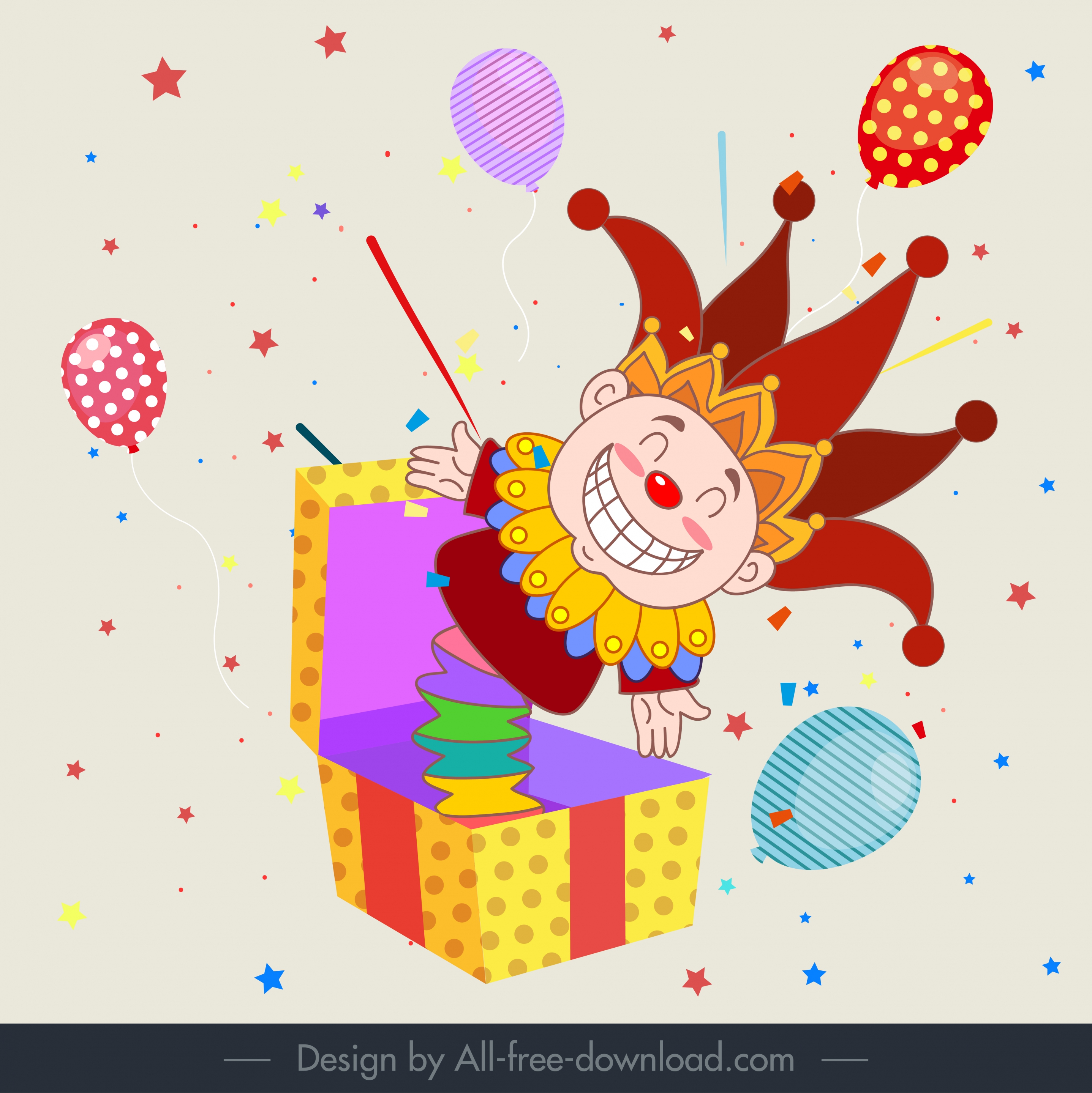 festive background clown box sketch colorful eventful decor