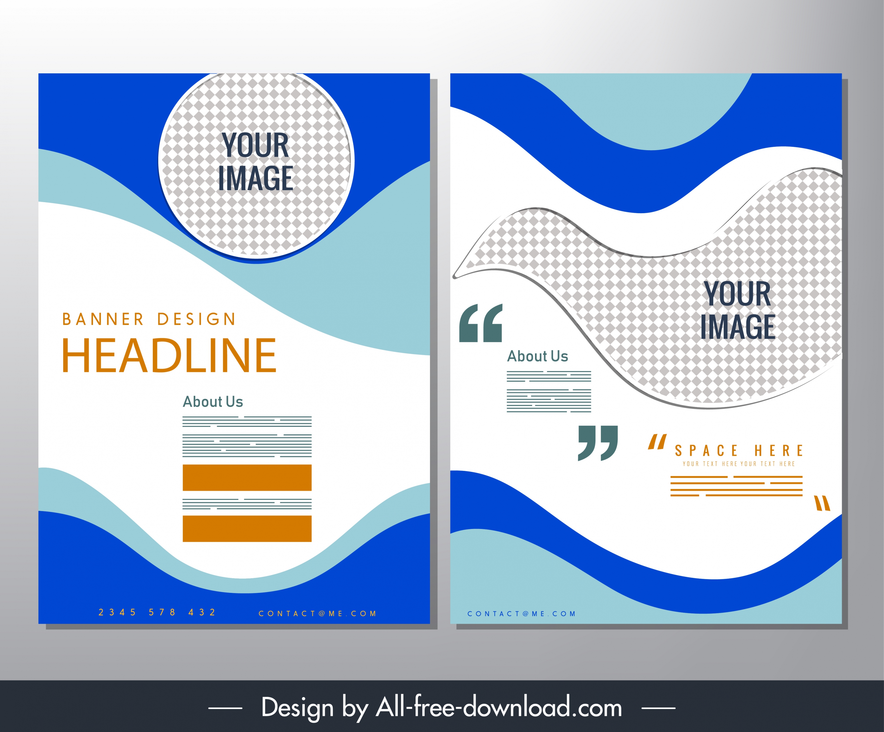 corporate brochure template modern abstract curves checkered decor