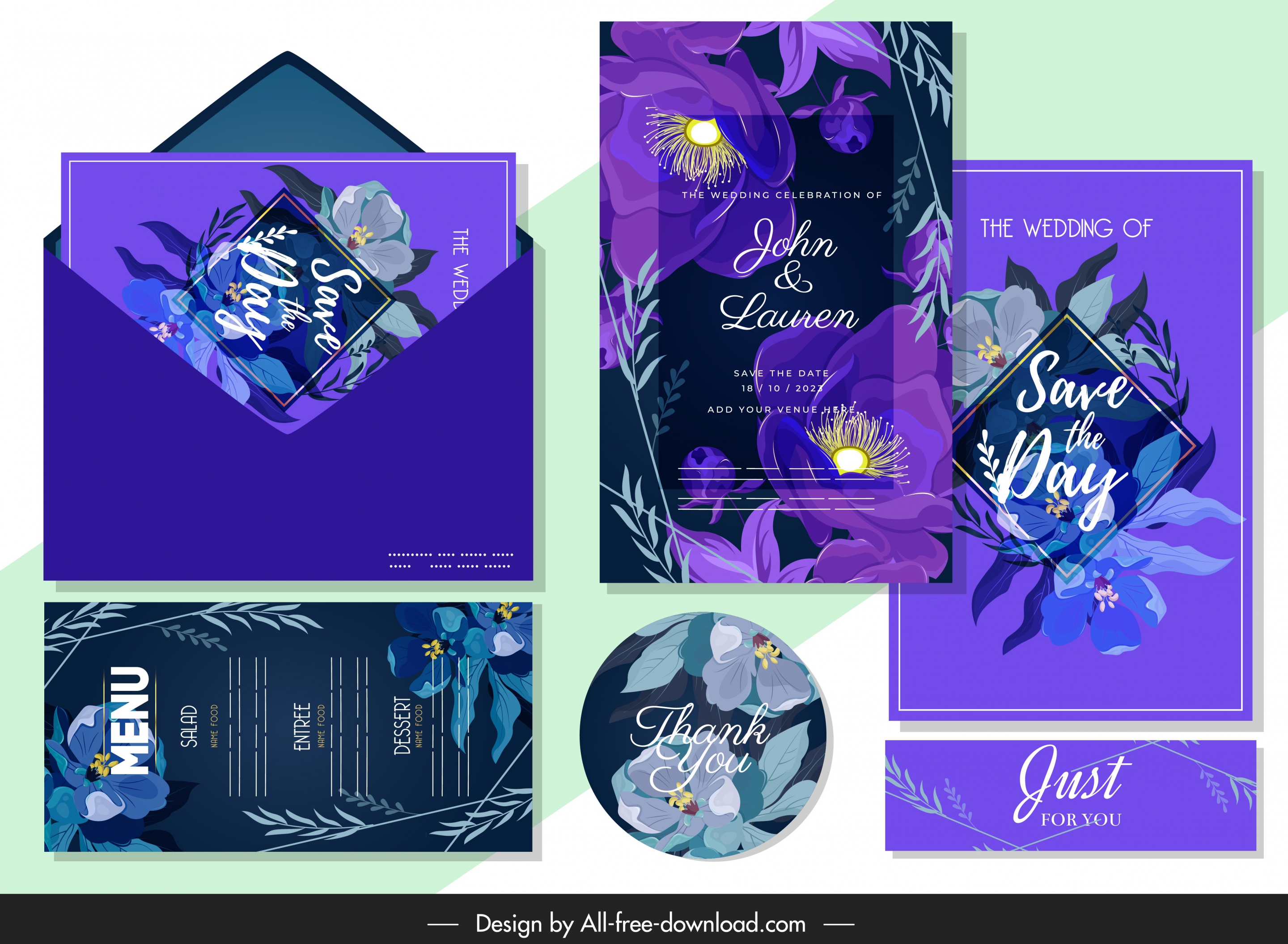 wedding templates elegant dark violet decor flower decor