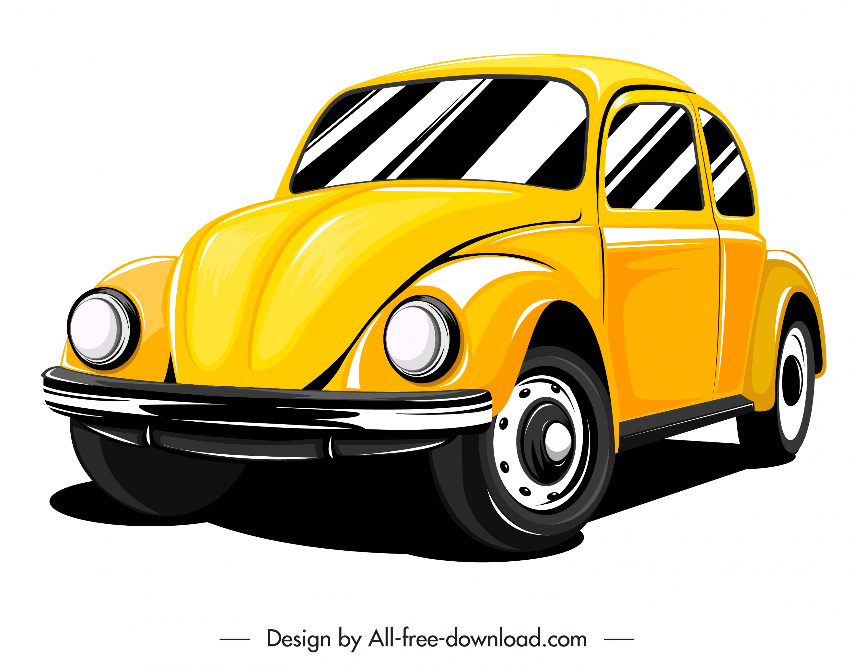 private car icon classical model yellow sketch