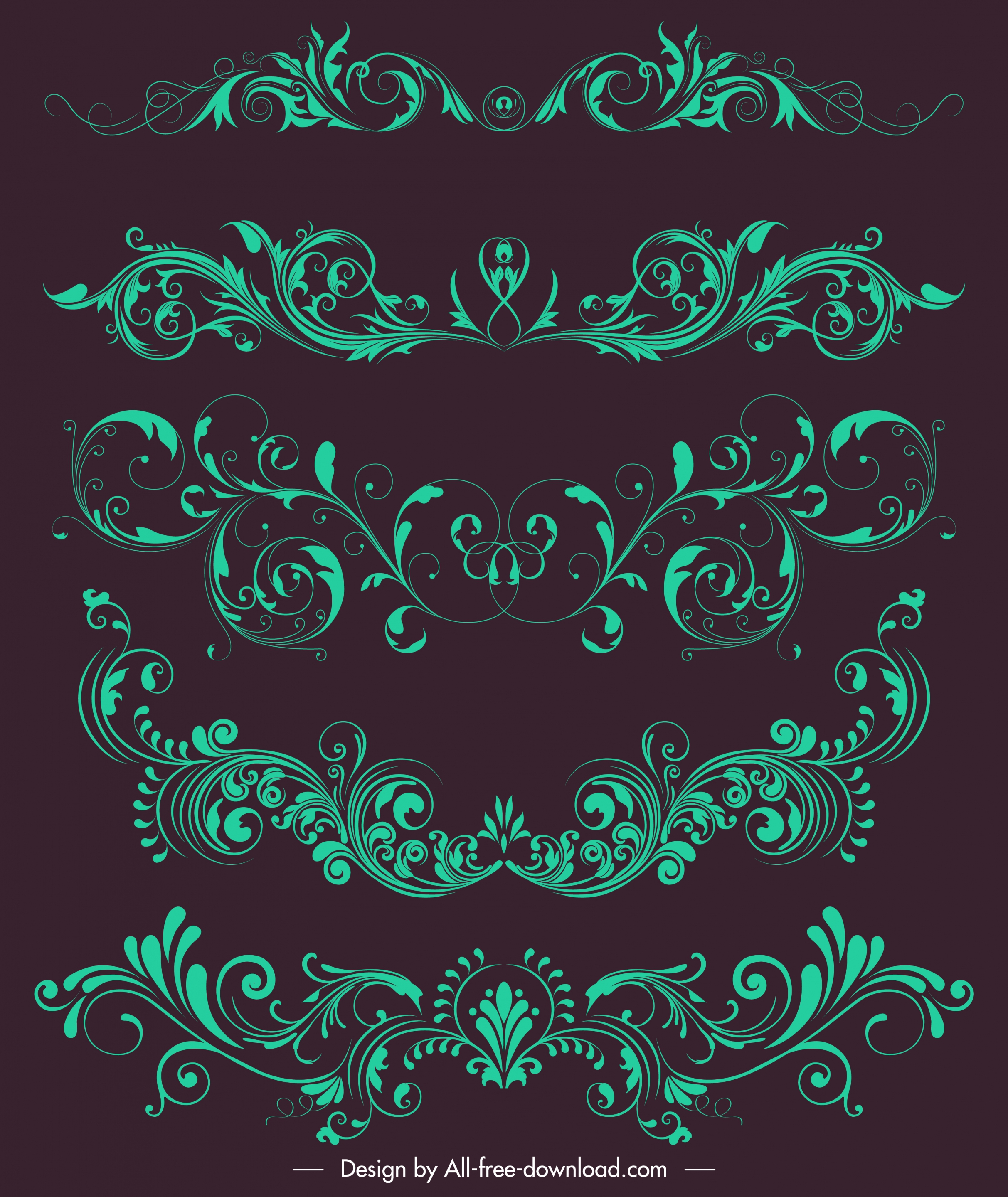 document decorative elements green symmetrical swirled design