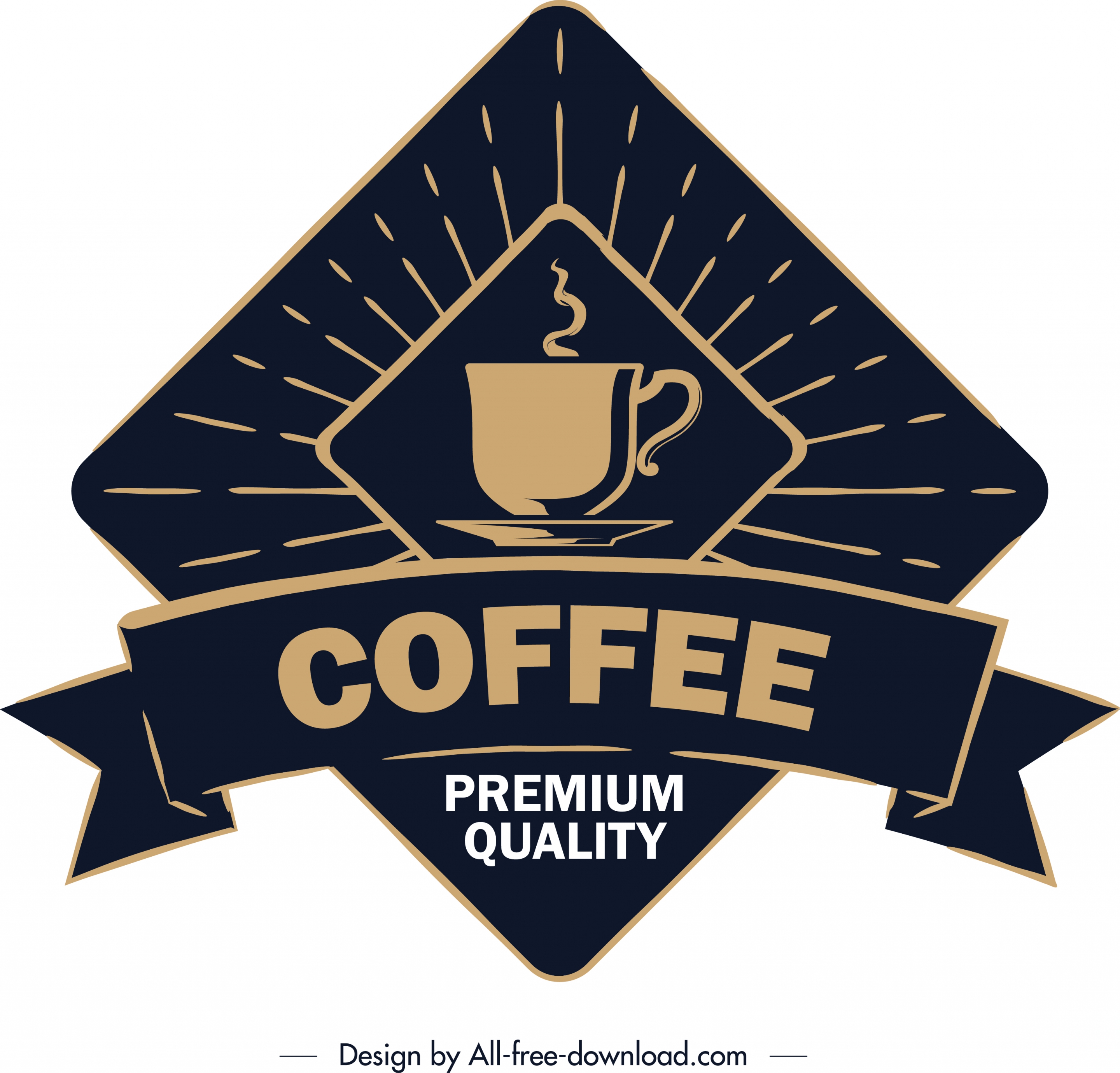 coffee label template classical dark ribbon geometric decor