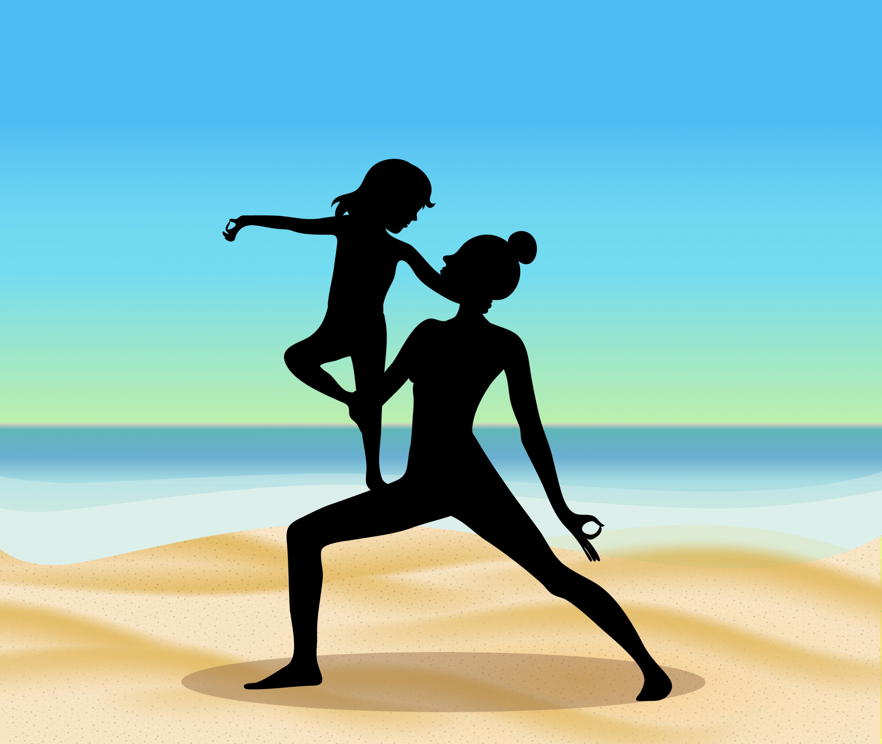 yoga background mother daughter icons silhouette decor