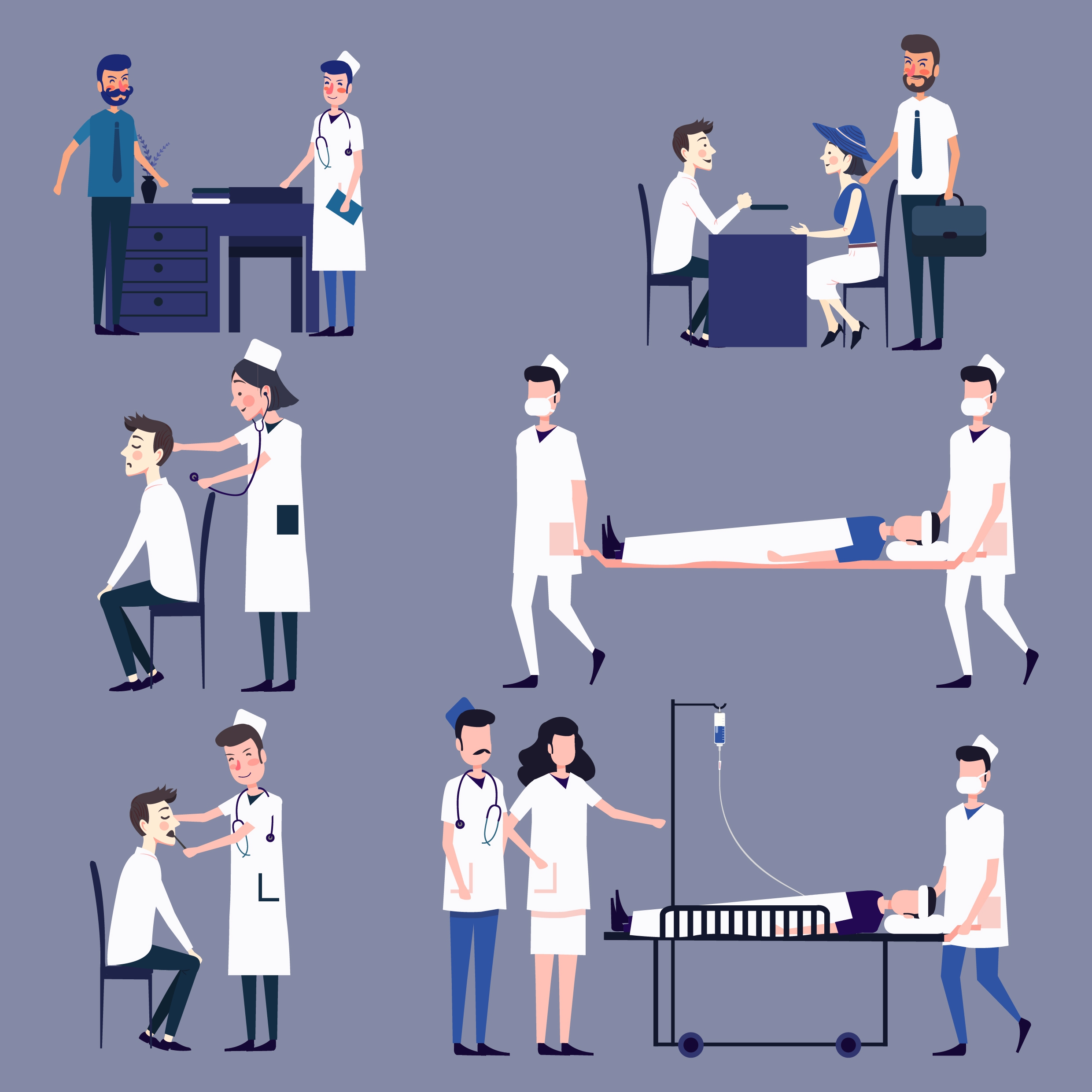 hospital work design elements doctor patient icons