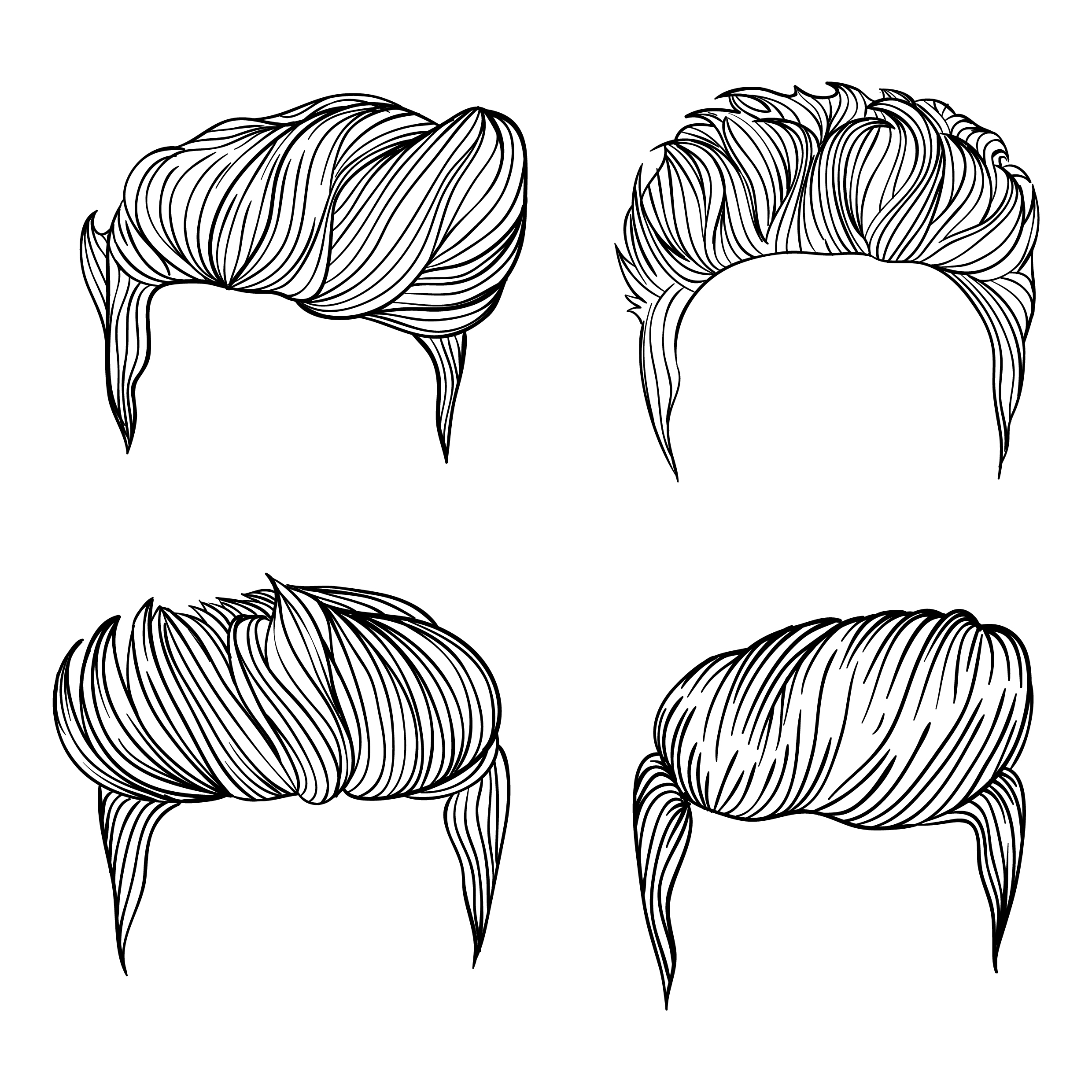 men hairstyles collection black white sketch