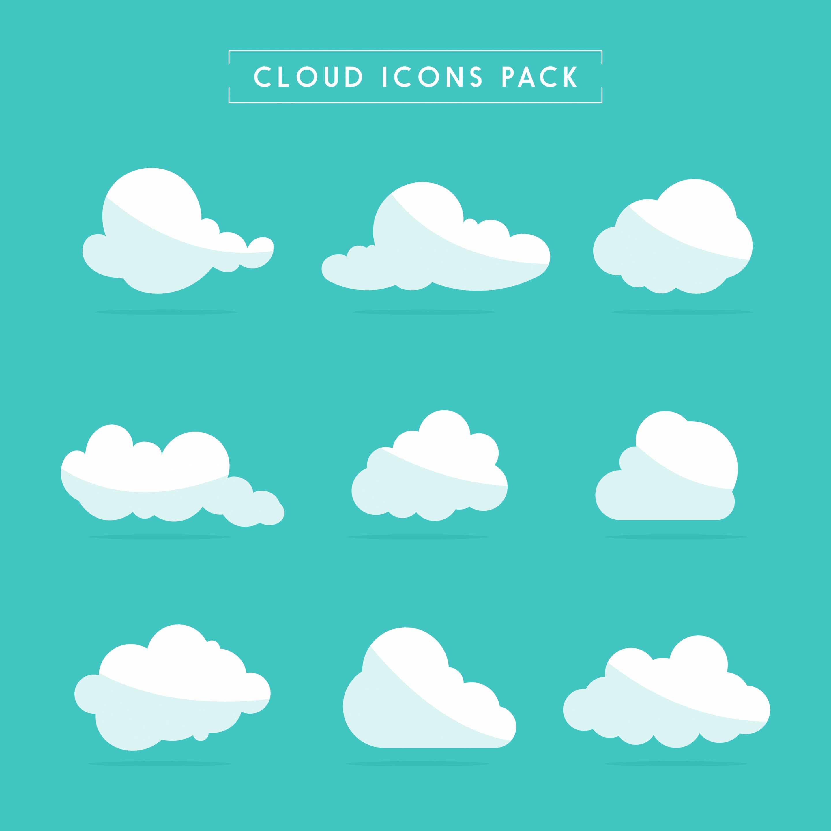 cloud icons collection white flat shapes