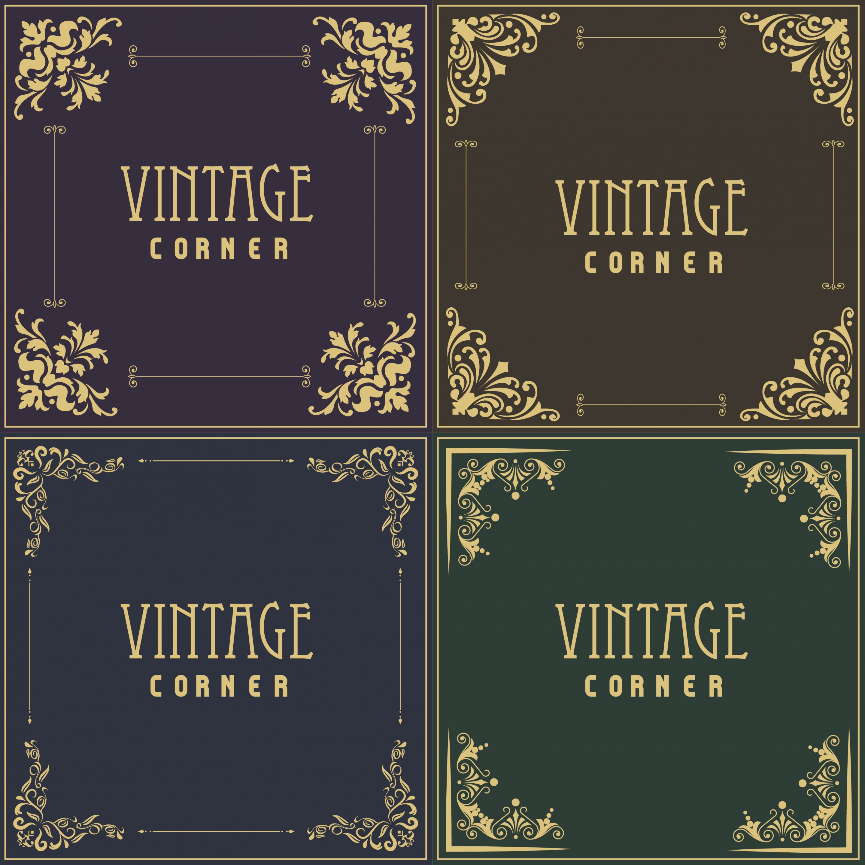 document corners collection various flat symmetric decor