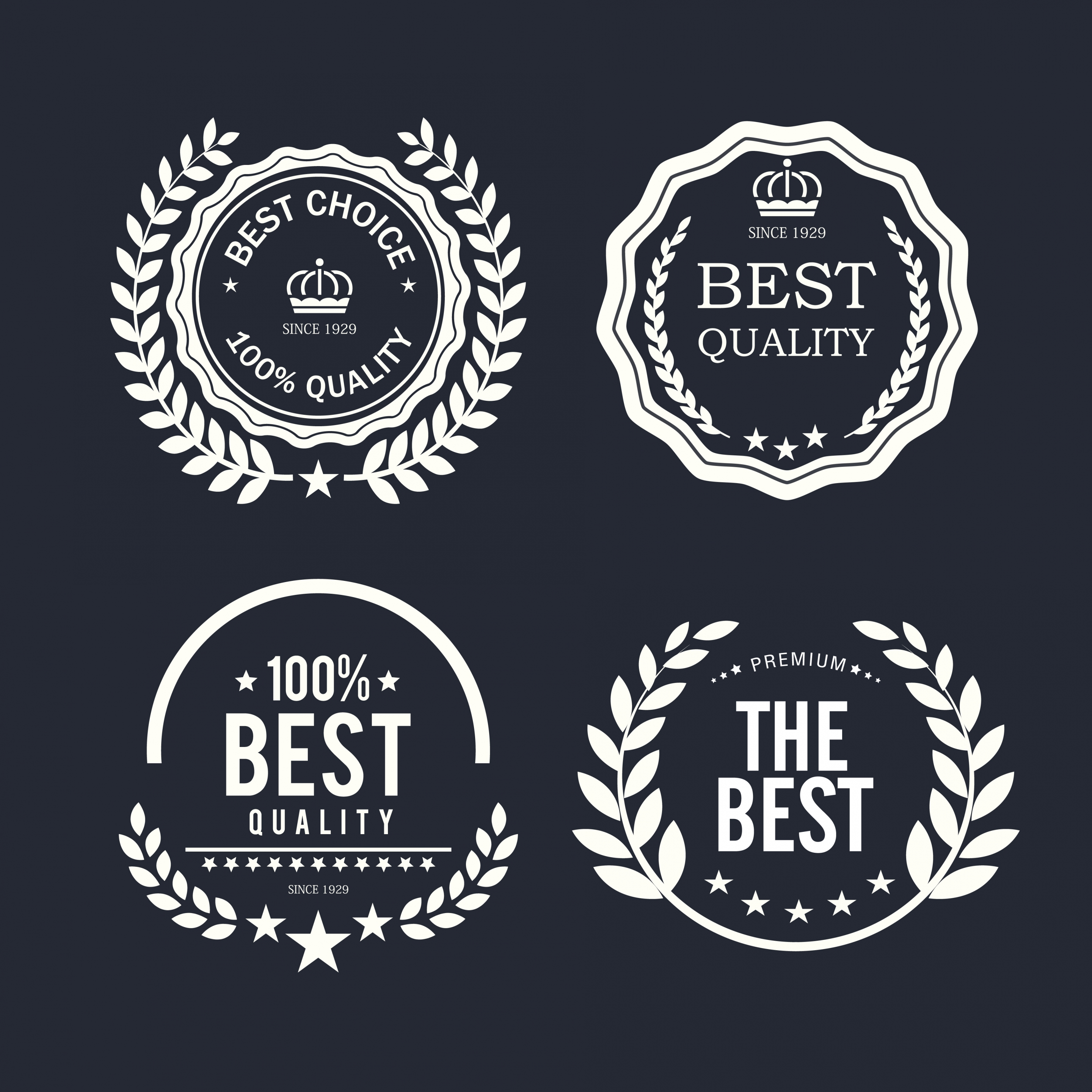 quality warranty labels collection retro flat circle design