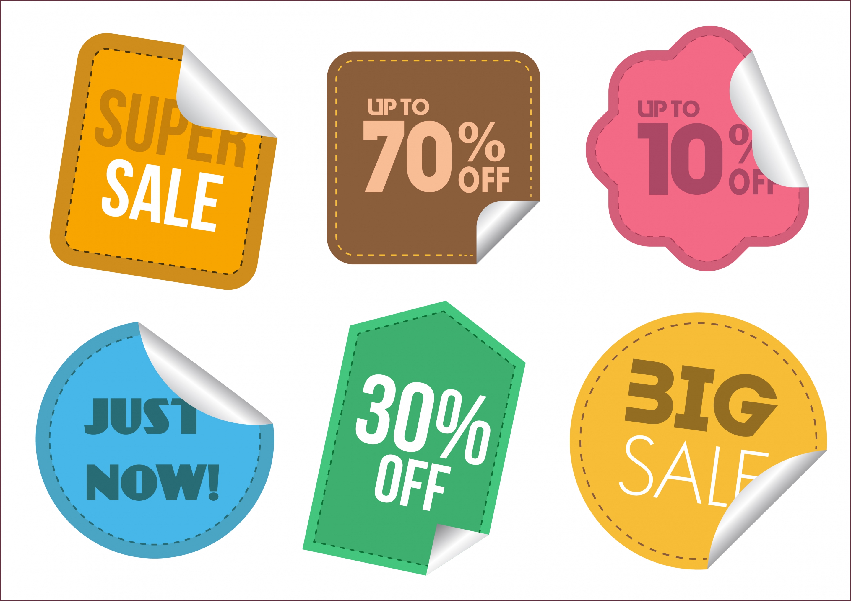 sale stickers collection various colored shapes isolation