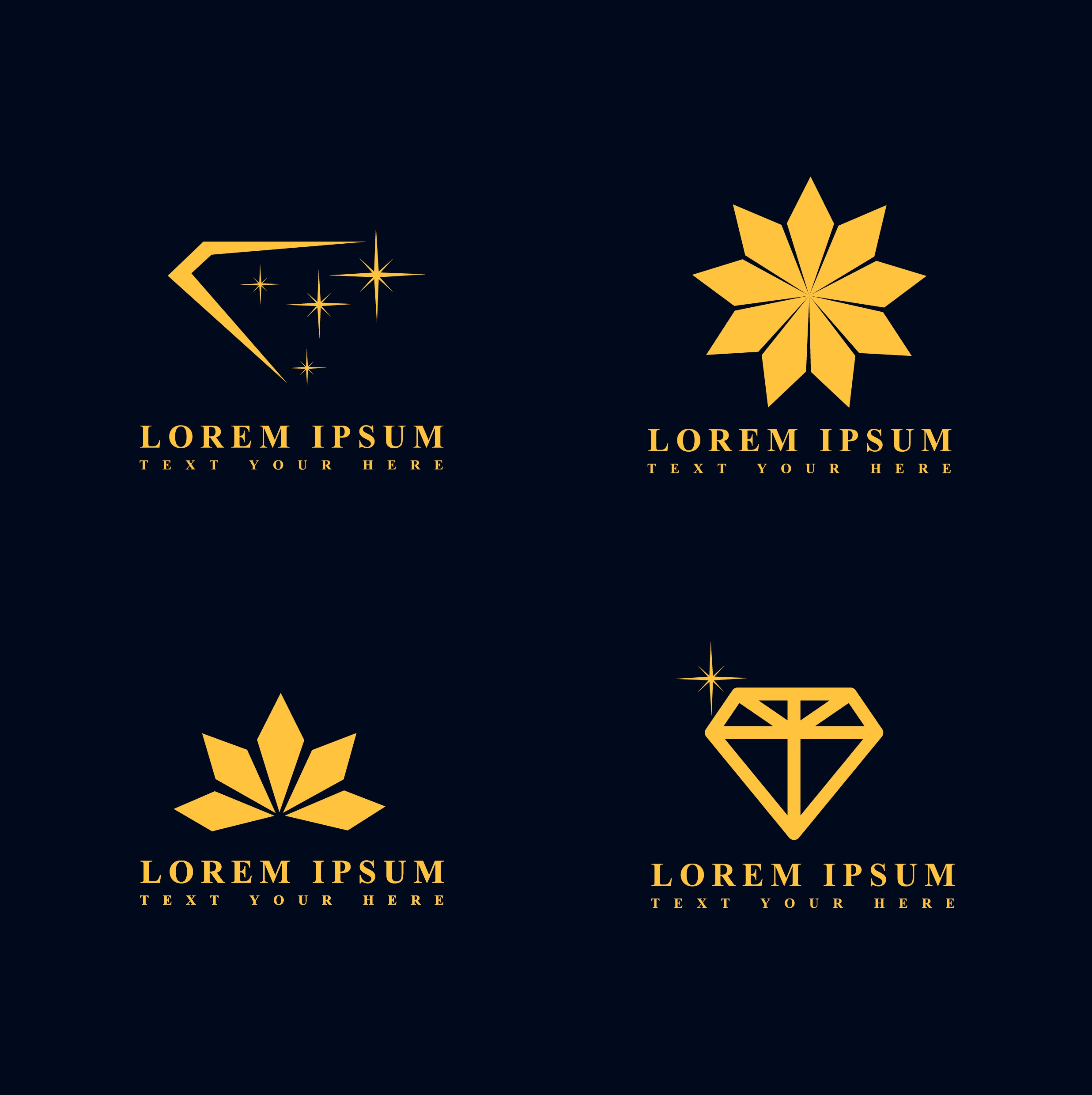 jewelry logotypes various yellow symbols isolation