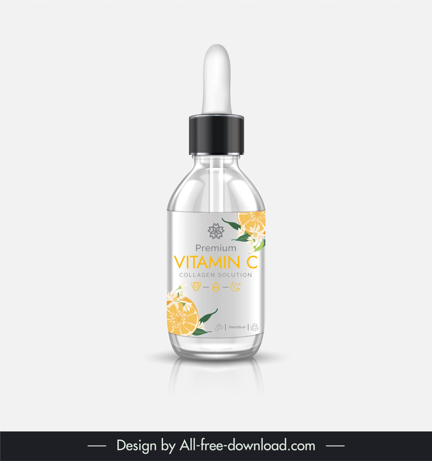 collagen serum bottle packaging template elegant orange fruit slices